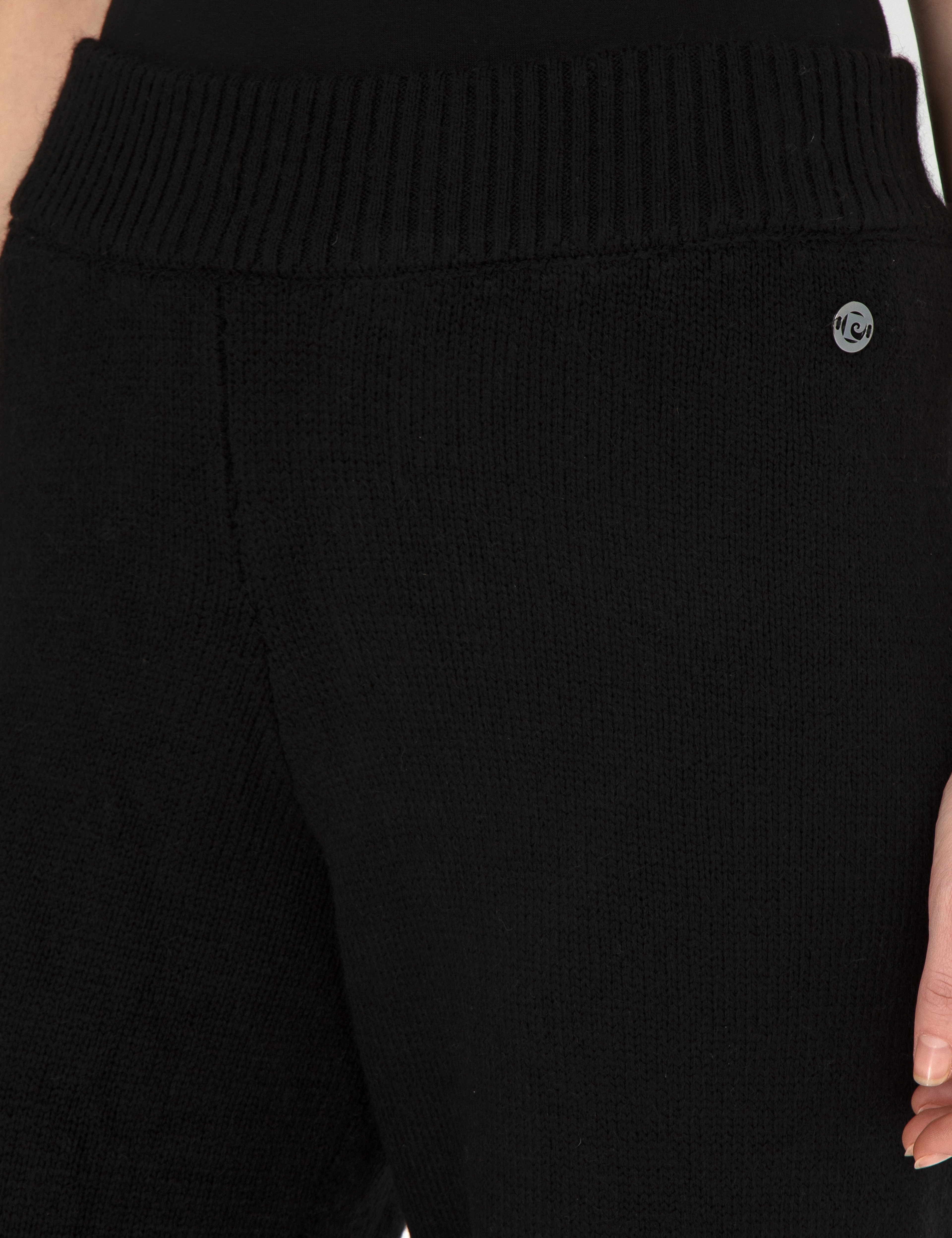 Siyah Loose Fit Triko Pantolon - Image 5