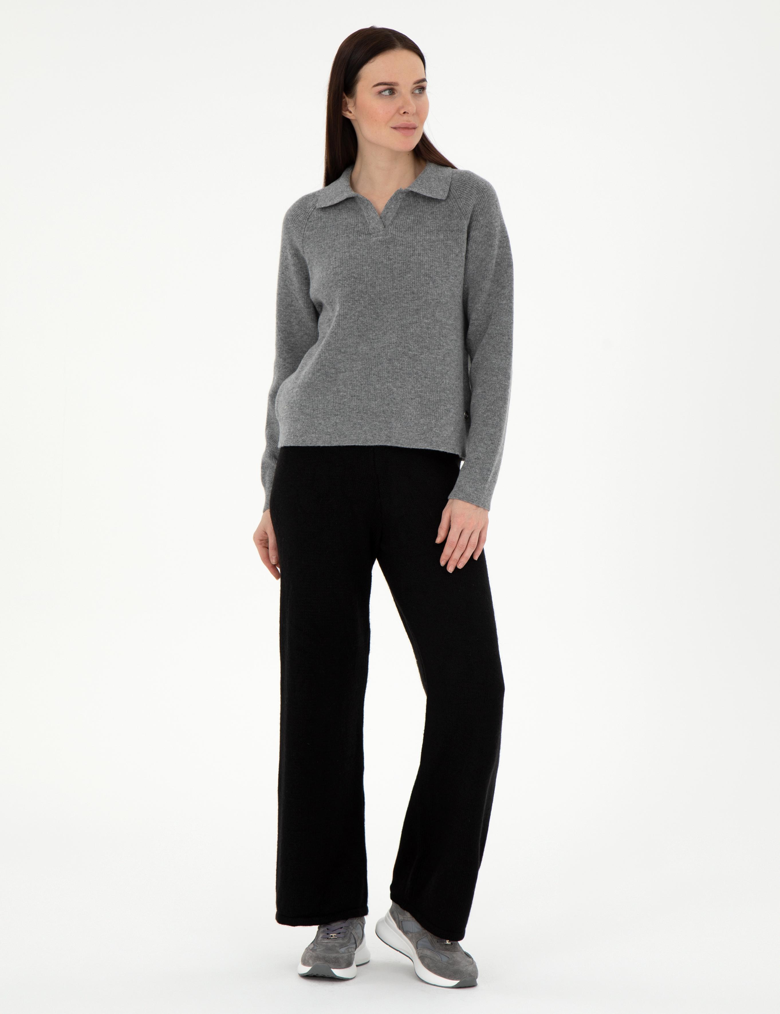 Siyah Loose Fit Triko Pantolon