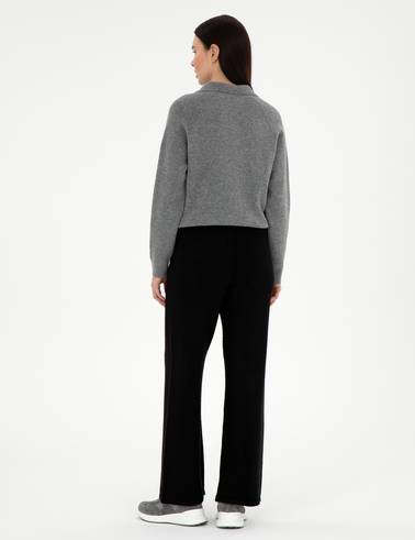 Siyah Loose Fit Triko Pantolon