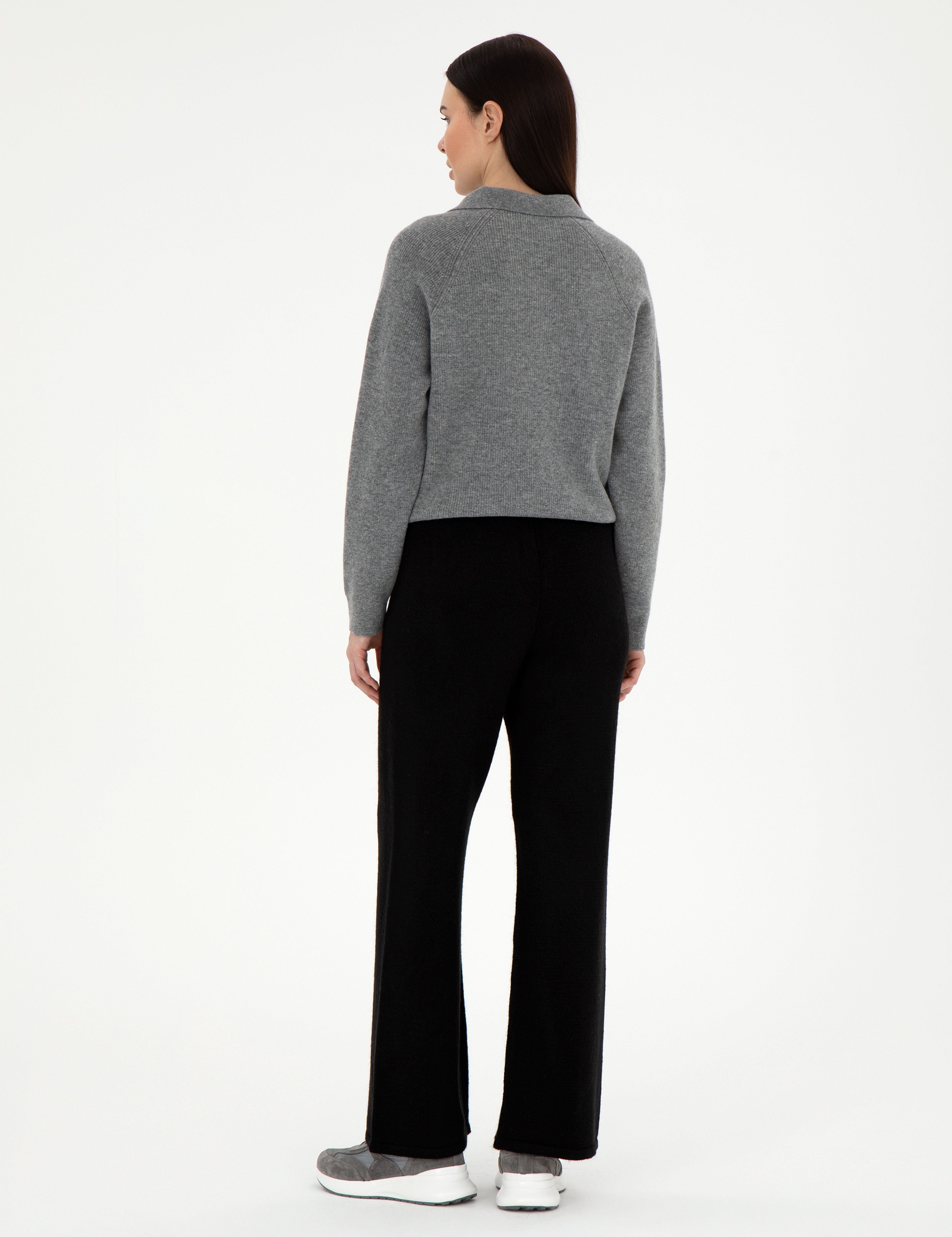 Siyah Loose Fit Triko Pantolon - Image 4