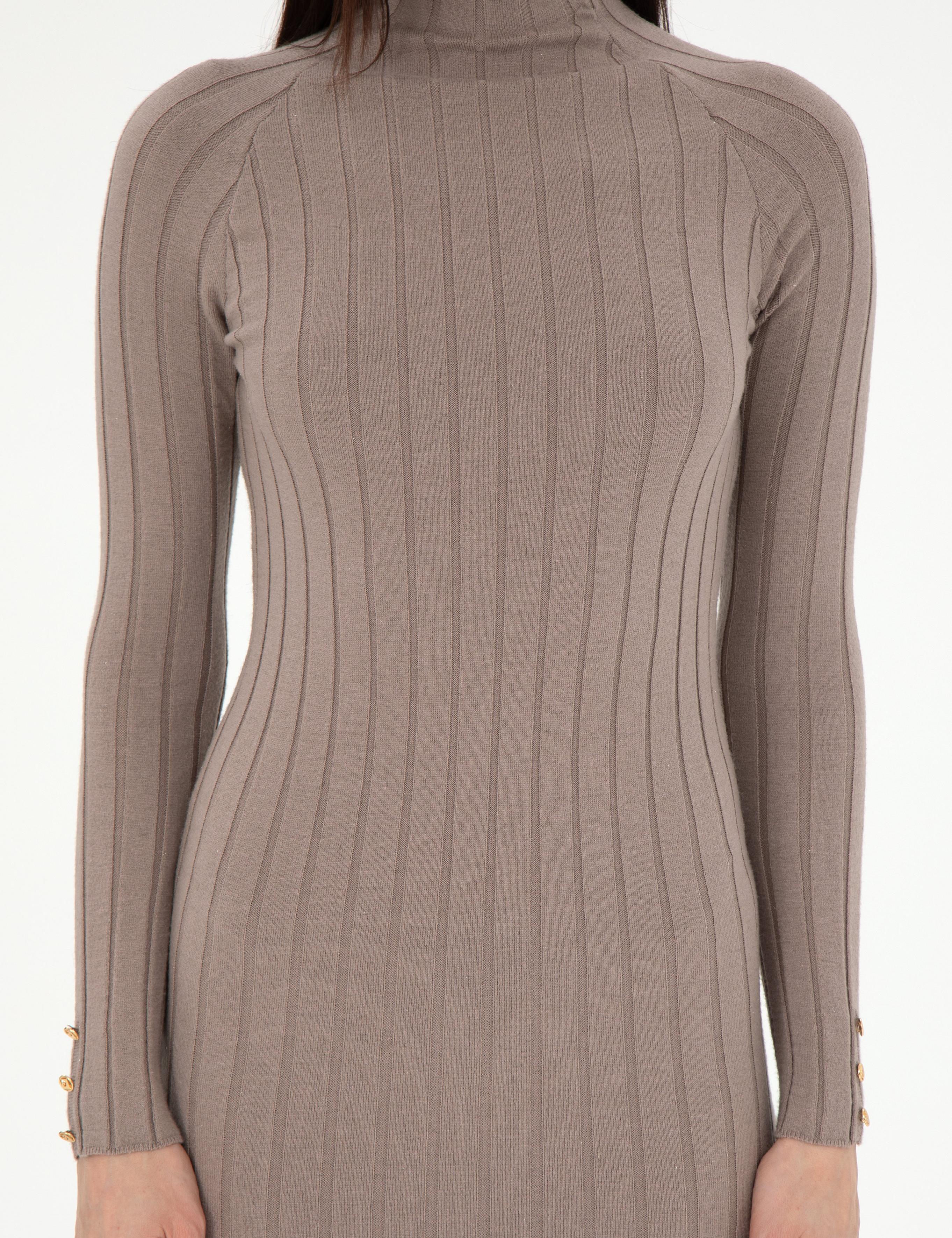 Krem Melanj Ex. Slim Fit Triko Elbise