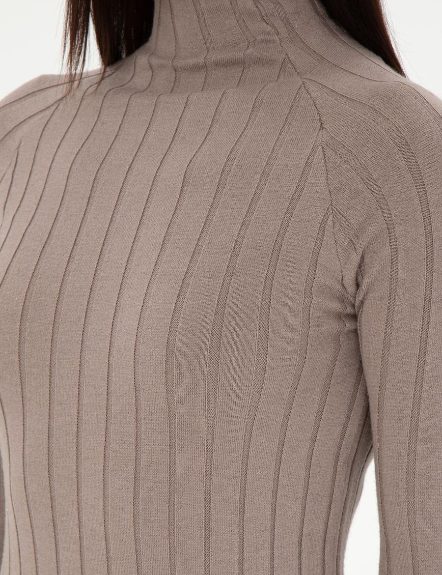 Krem Melanj Ex. Slim Fit Triko Elbise