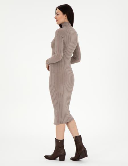 Krem Melanj Ex. Slim Fit Triko Elbise - 50296550012