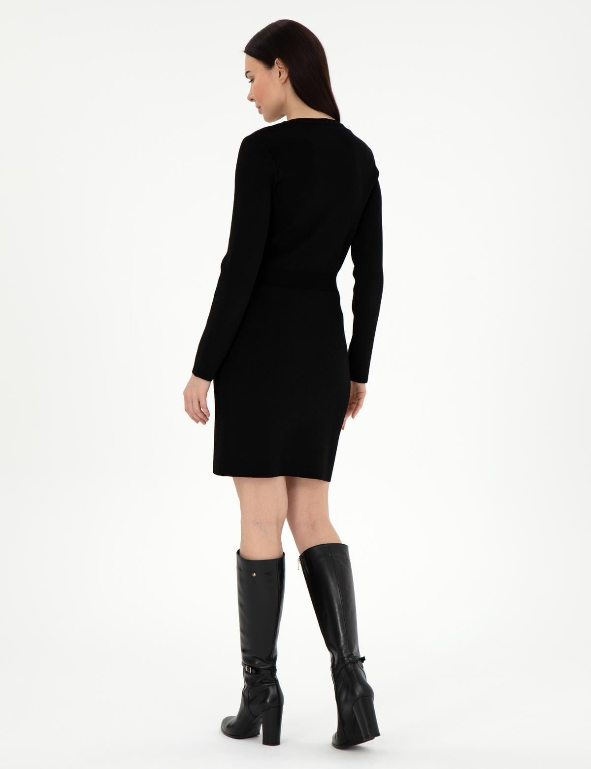 Siyah Slim Fit Triko Elbise - 50290605010