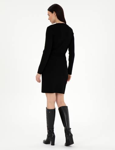 Siyah Slim Fit Triko Elbise