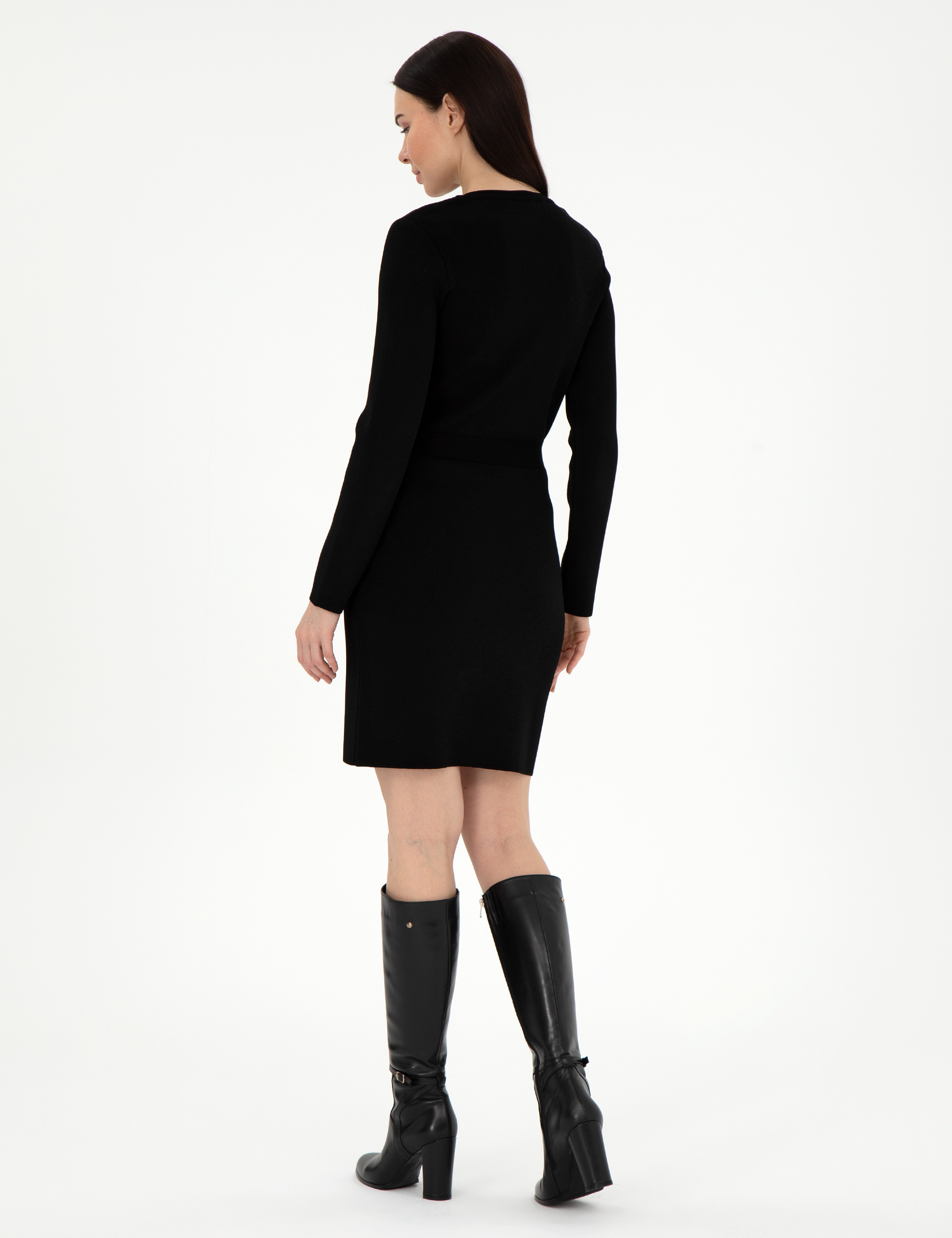 Siyah Slim Fit Triko Elbise