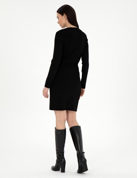 Siyah Slim Fit Triko Elbise - 50290605010