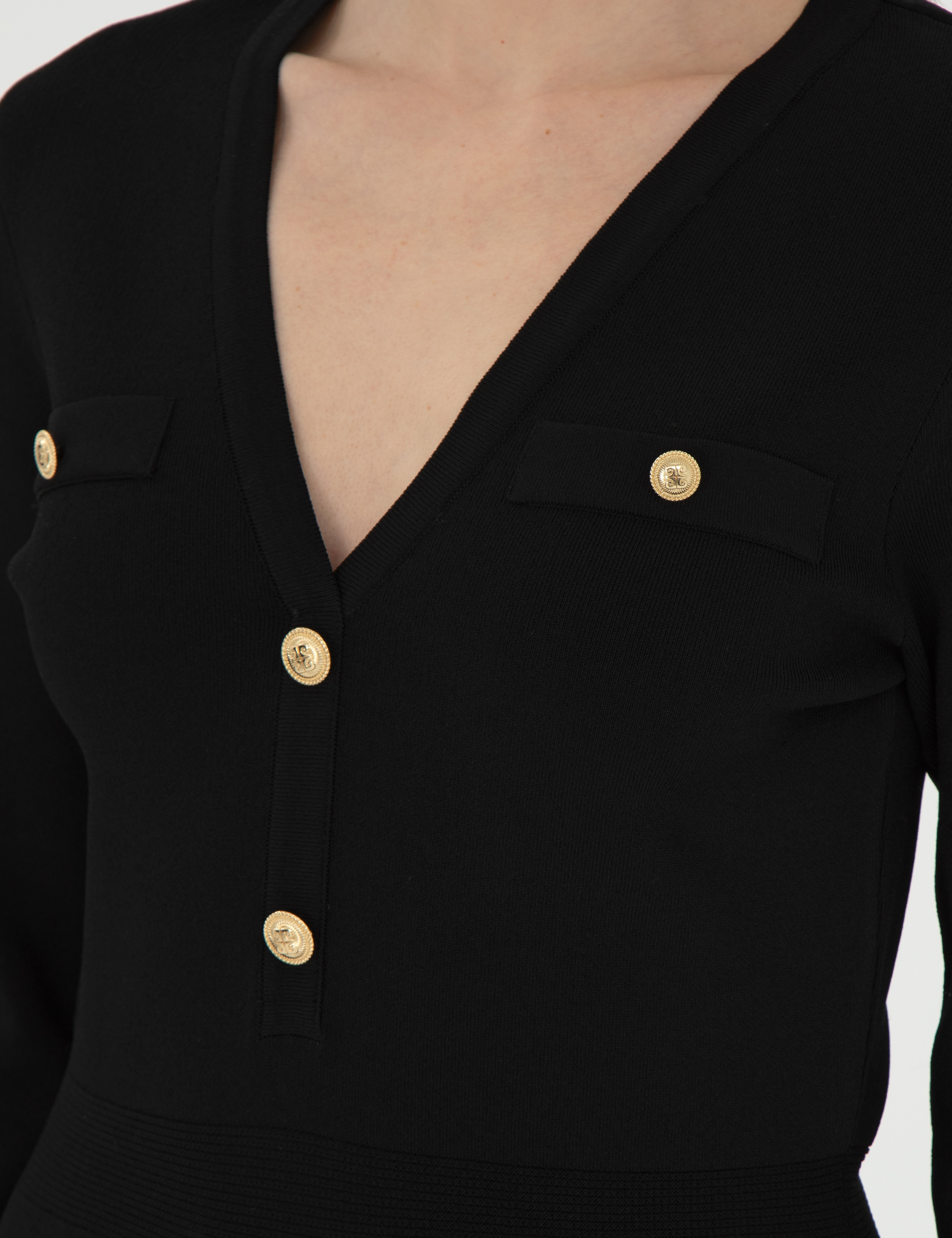 Siyah Slim Fit Triko Elbise