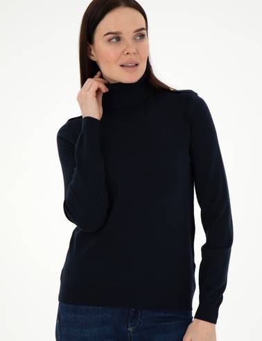 Lacivert Slim Fit Basic Kazak
