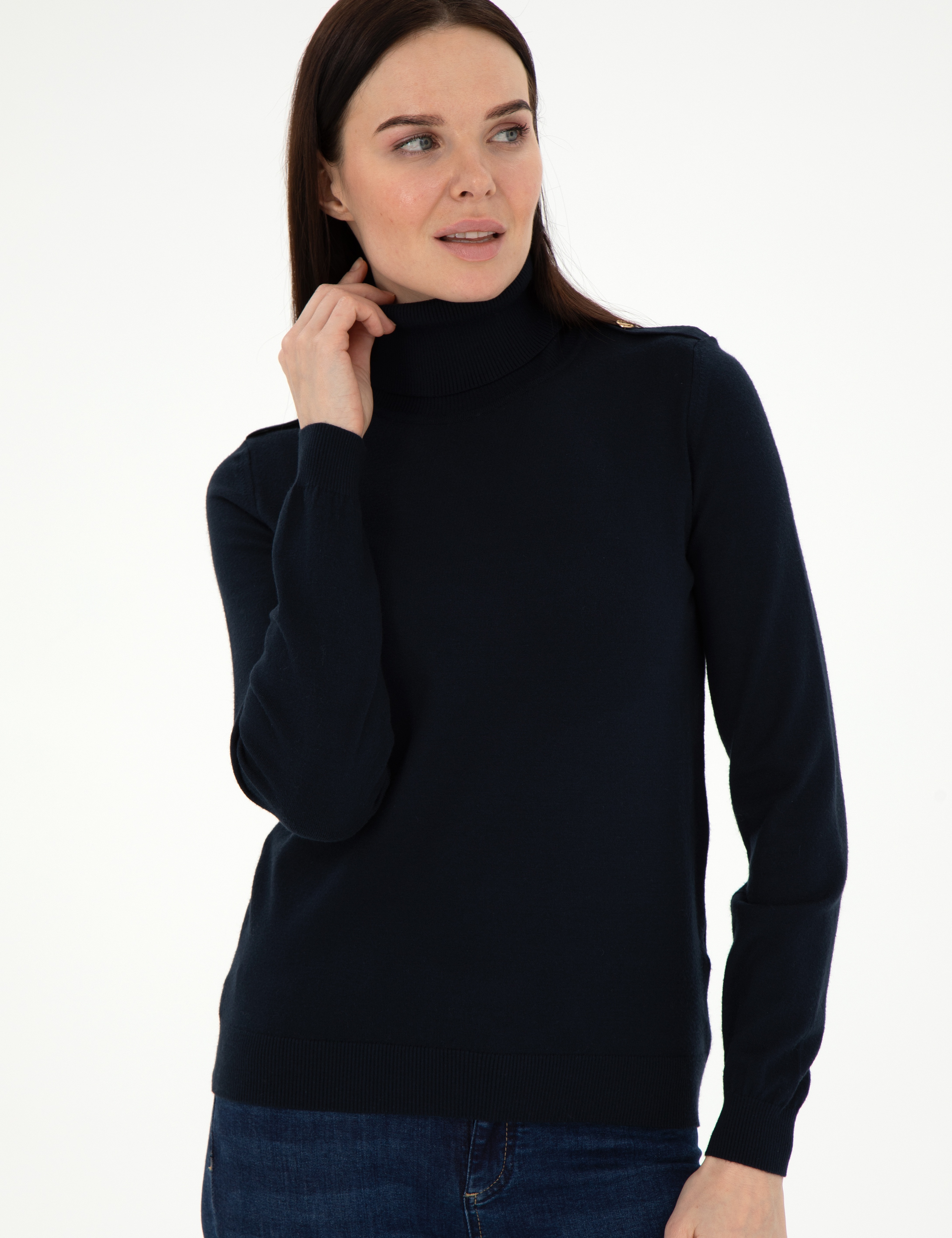 Lacivert Slim Fit Basic Kazak - Image 3