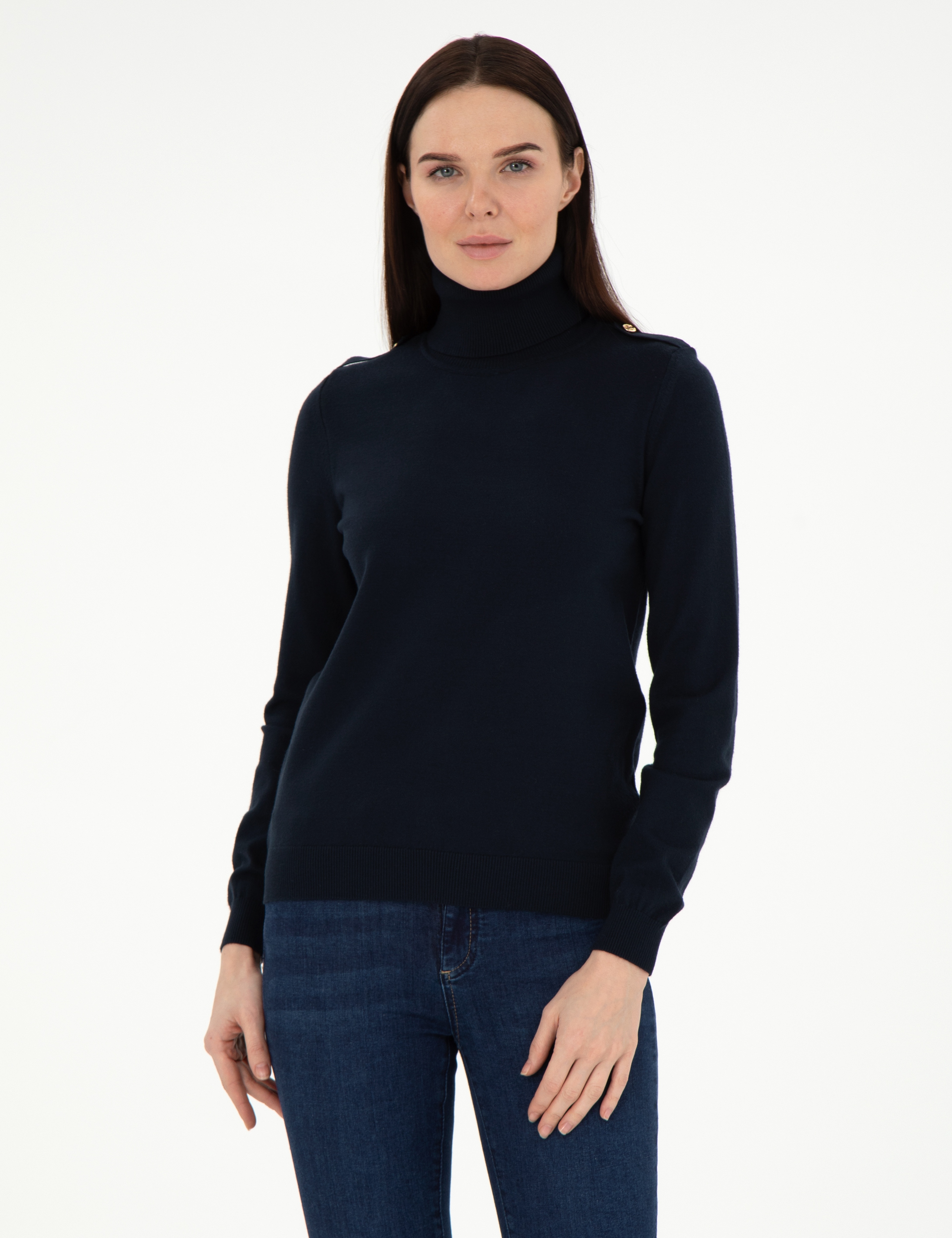 Lacivert Slim Fit Basic Kazak - Image 1