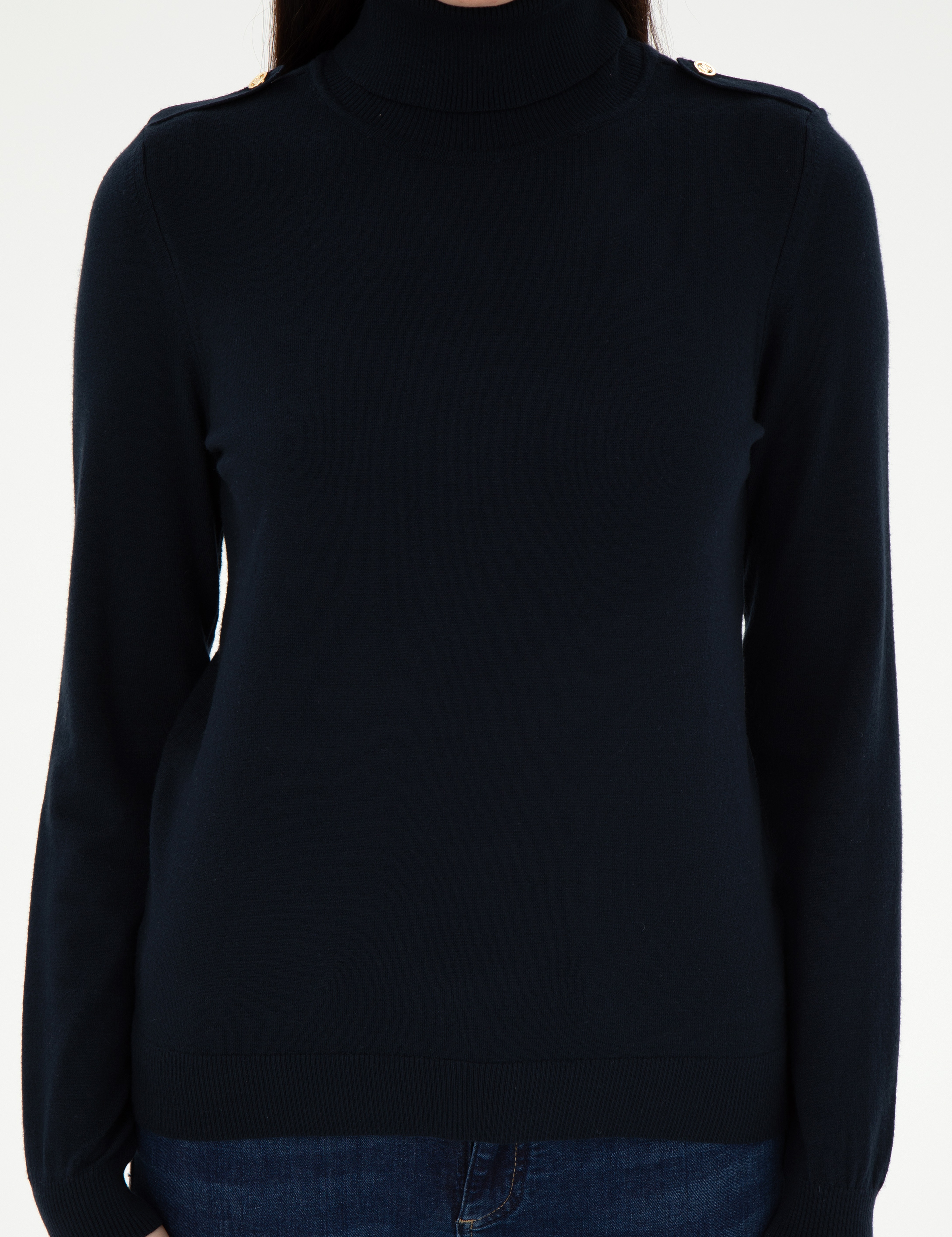 Lacivert Slim Fit Basic Kazak - Image 6