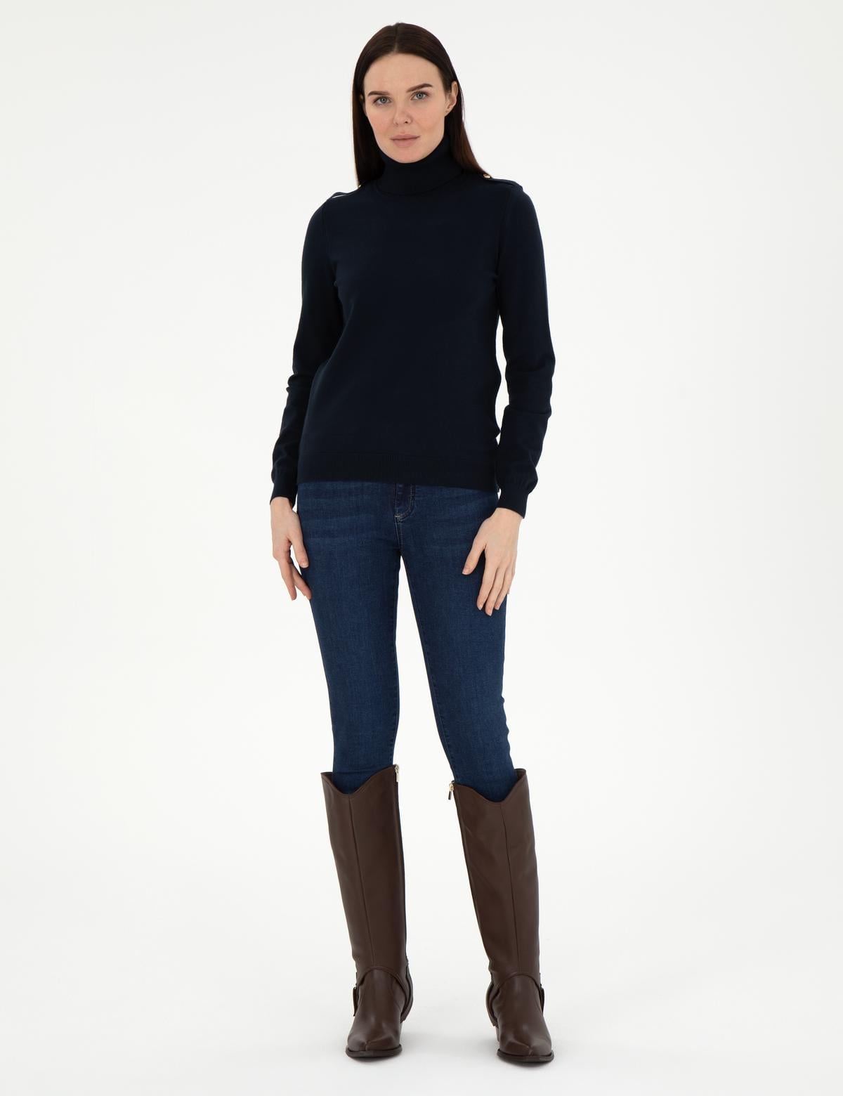 Lacivert Slim Fit Basic Kazak - 50290579018