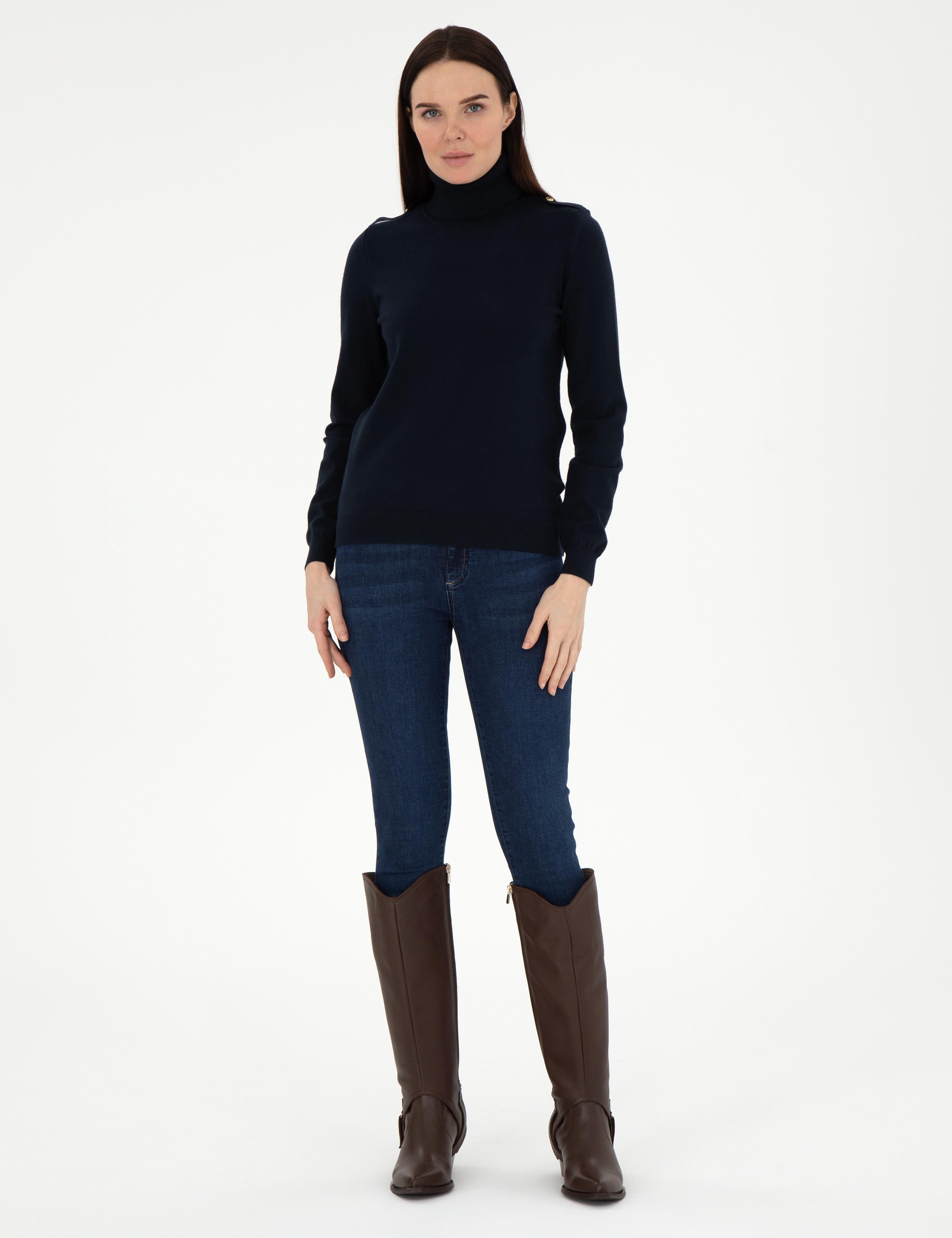 Lacivert Slim Fit Basic Kazak