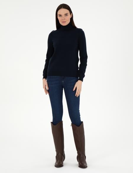 Lacivert Slim Fit Basic Kazak - 50290579018