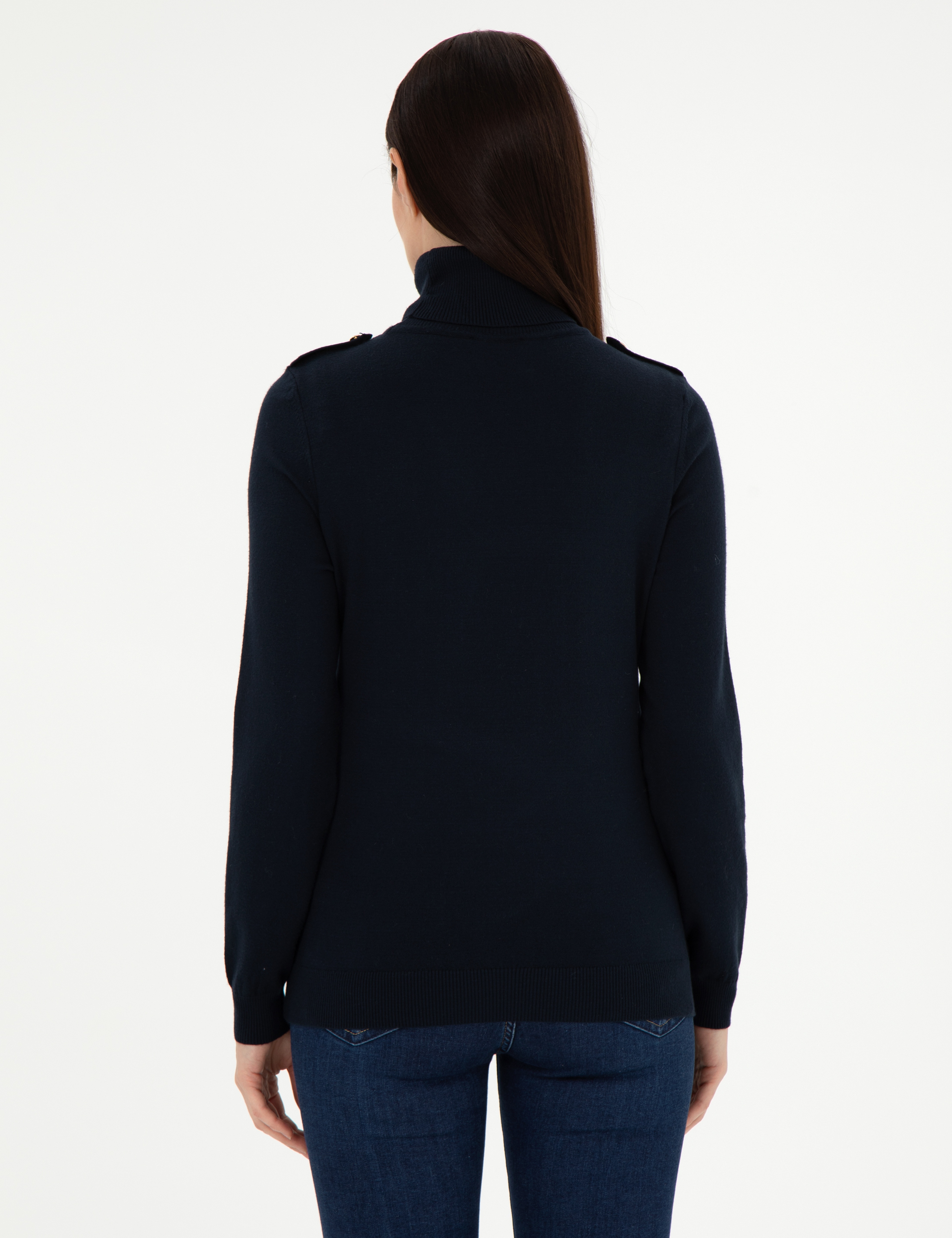 Lacivert Slim Fit Basic Kazak - Image 5