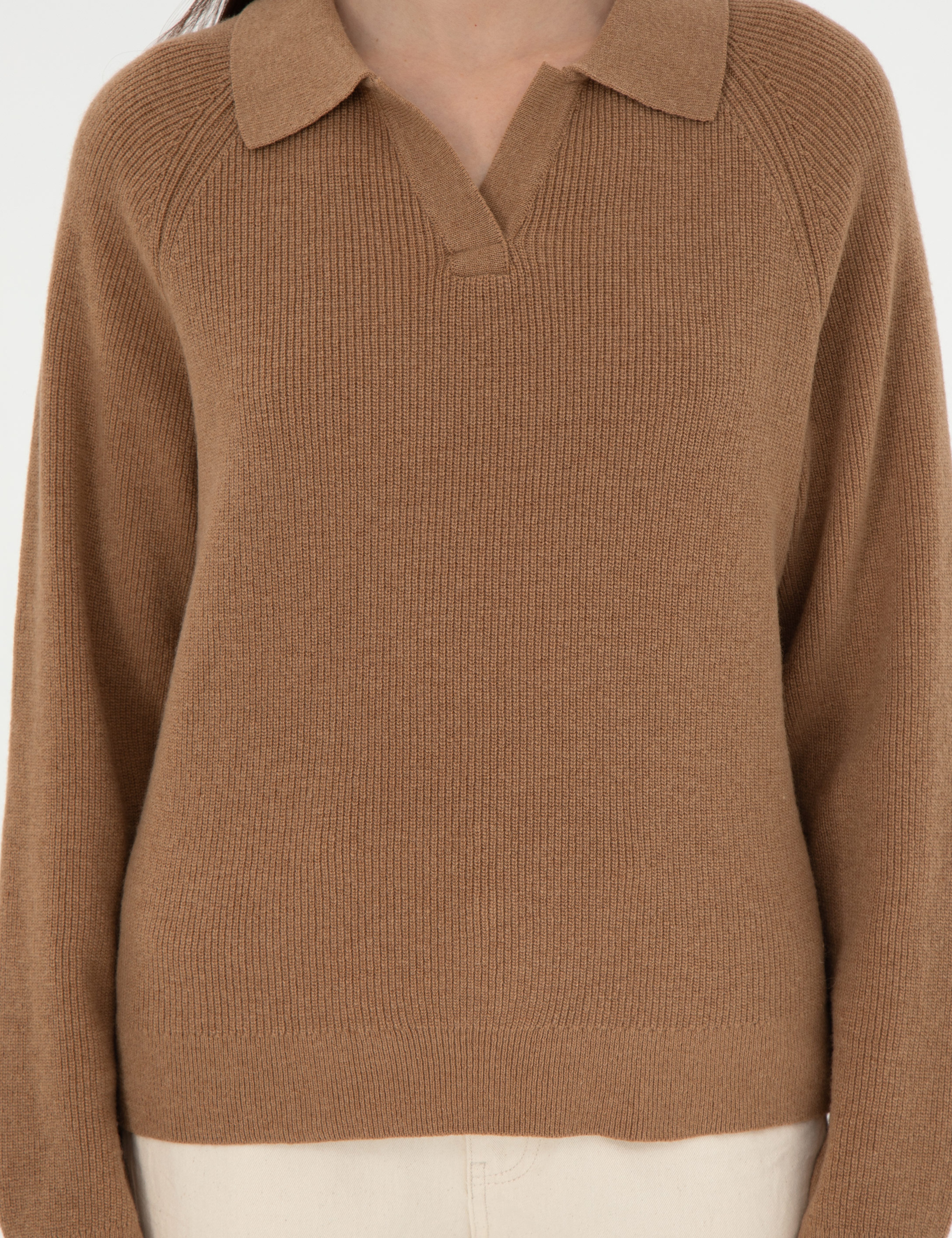 Camel Yün Regular Fit Polo Yaka Kazak - Image 6