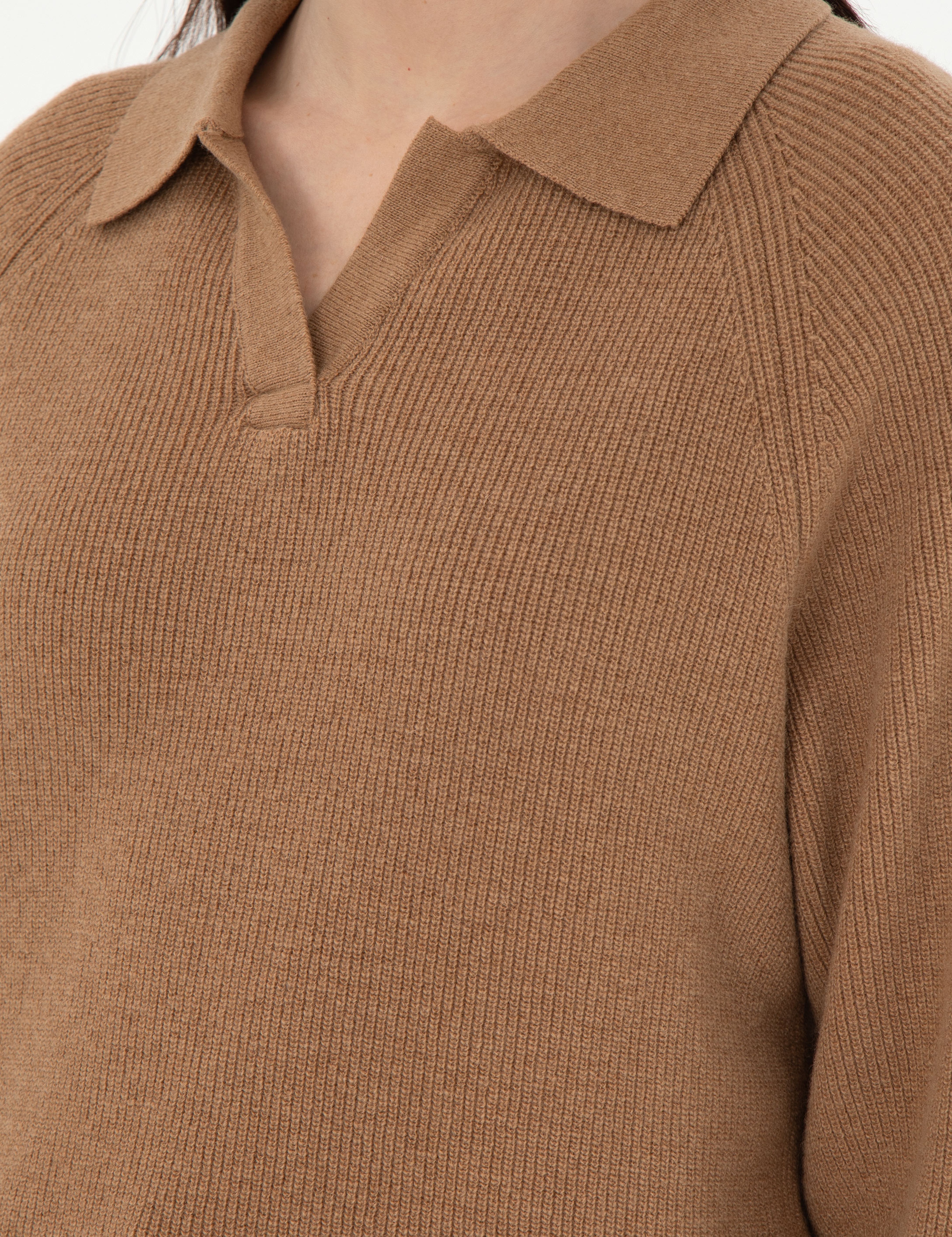 Camel Yün Regular Fit Polo Yaka Kazak - Image 7