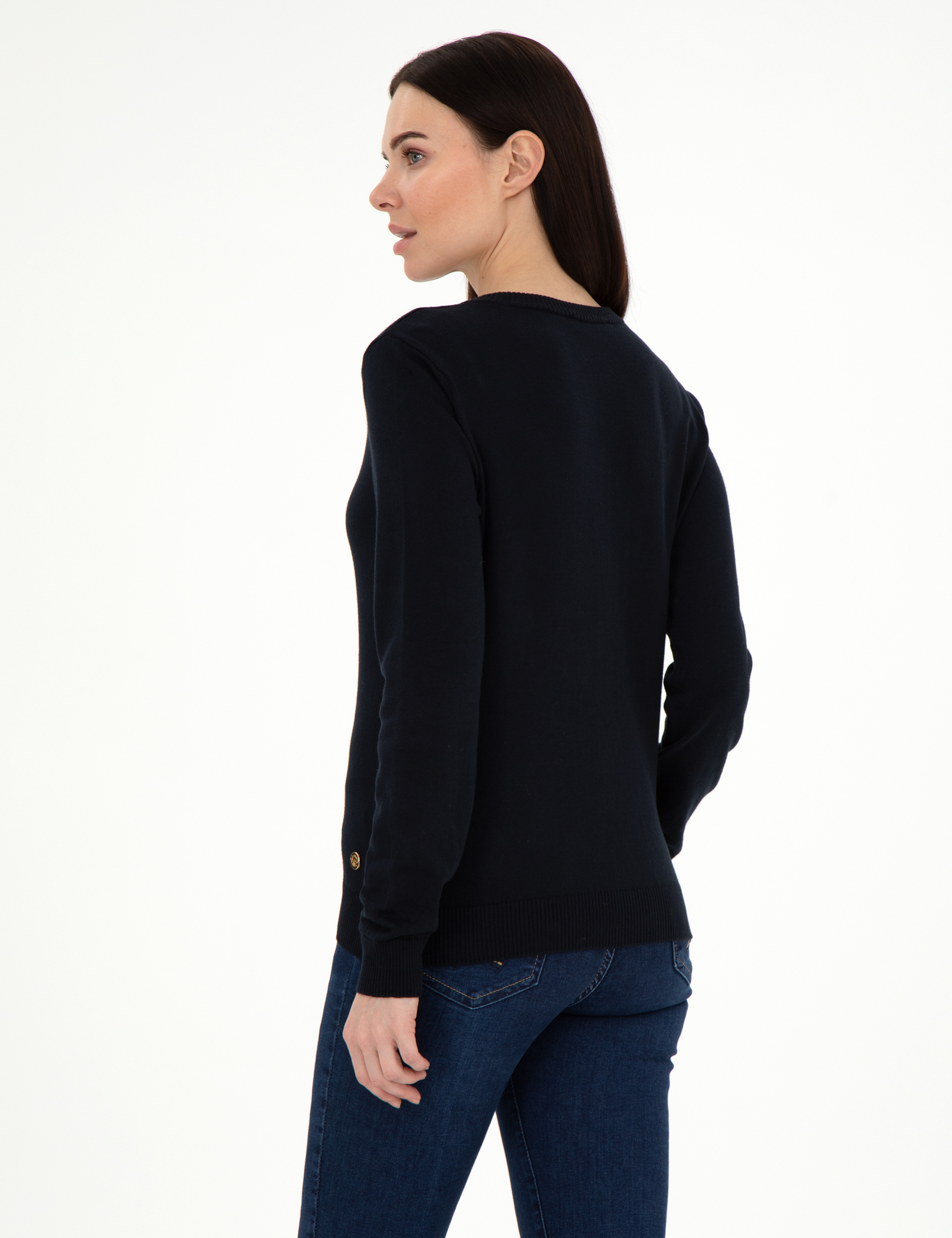 Lacivert Slim Fit V Yaka Basic Kazak - Image 5