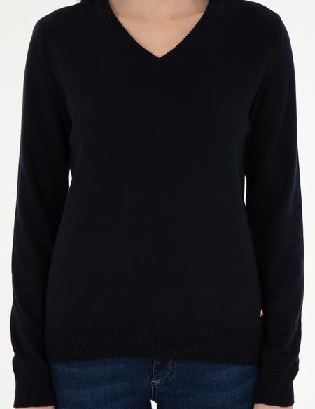 Lacivert Slim Fit V Yaka Basic Kazak - 50300803021