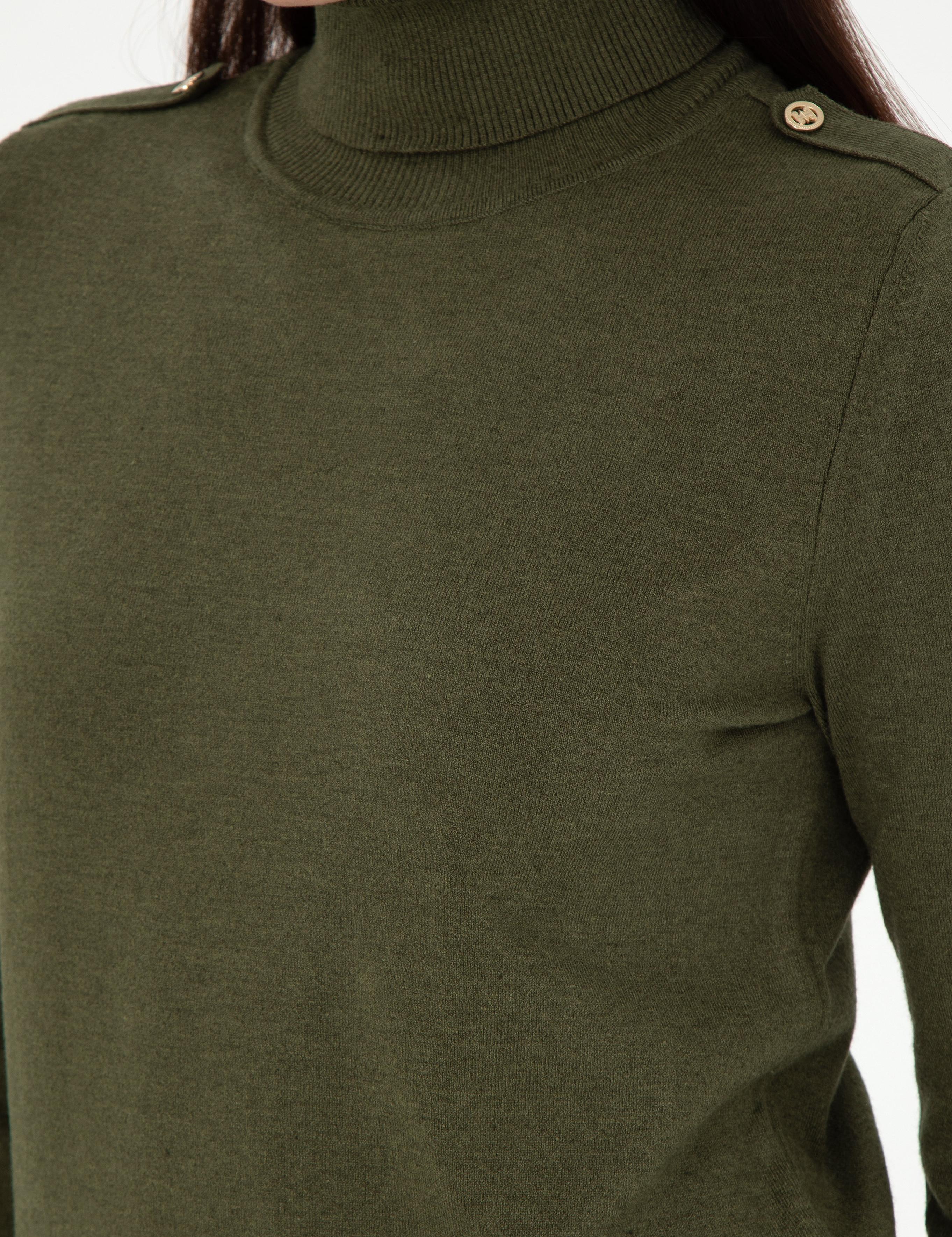 Haki Slim Fit Balıkçı Yaka Basic Kazak