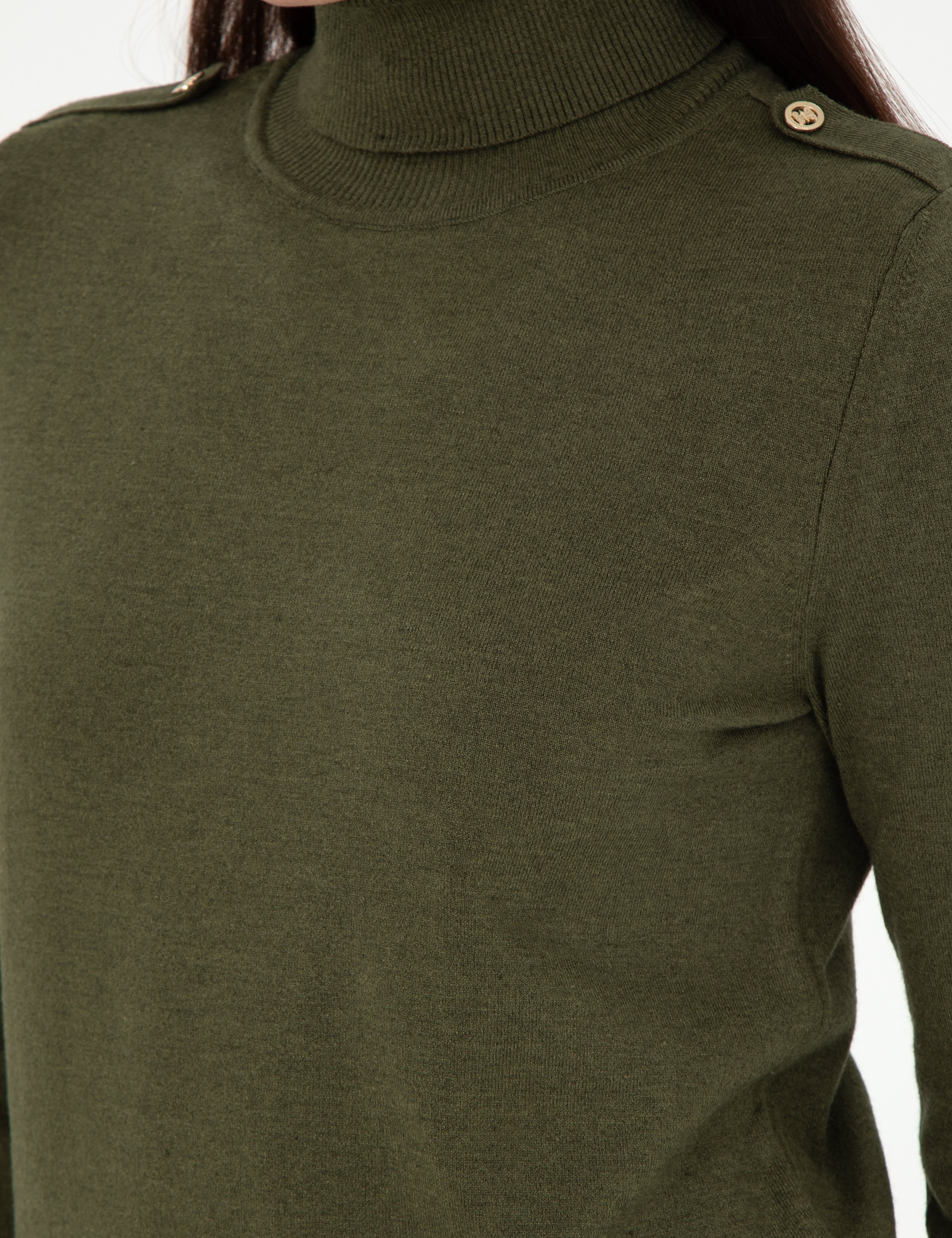 Haki Slim Fit Balıkçı Yaka Basic Kazak
