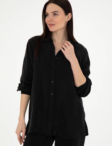 Siyah Comfort Fit Uzun Kollu Gömlek