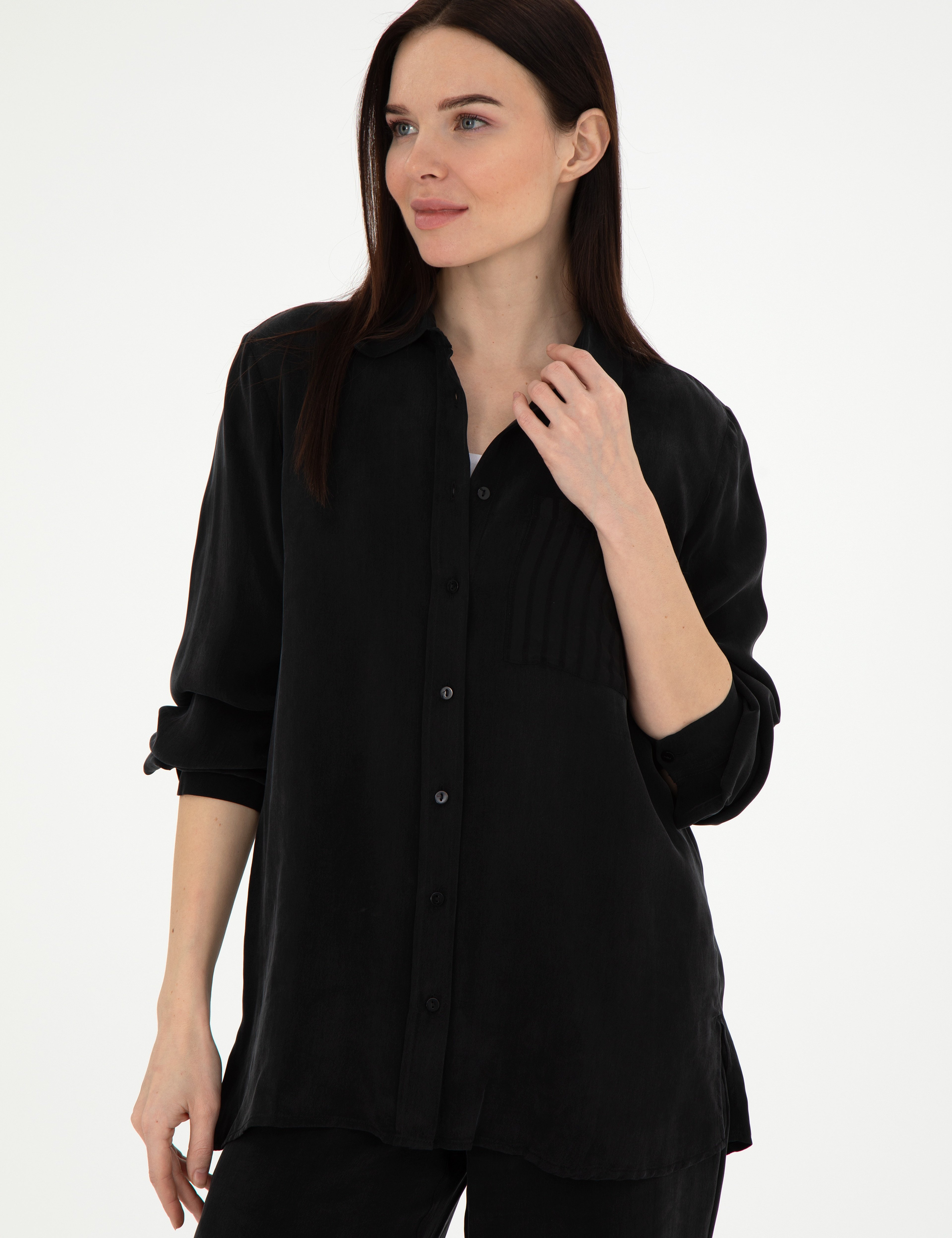 Siyah Comfort Fit Uzun Kollu Gömlek