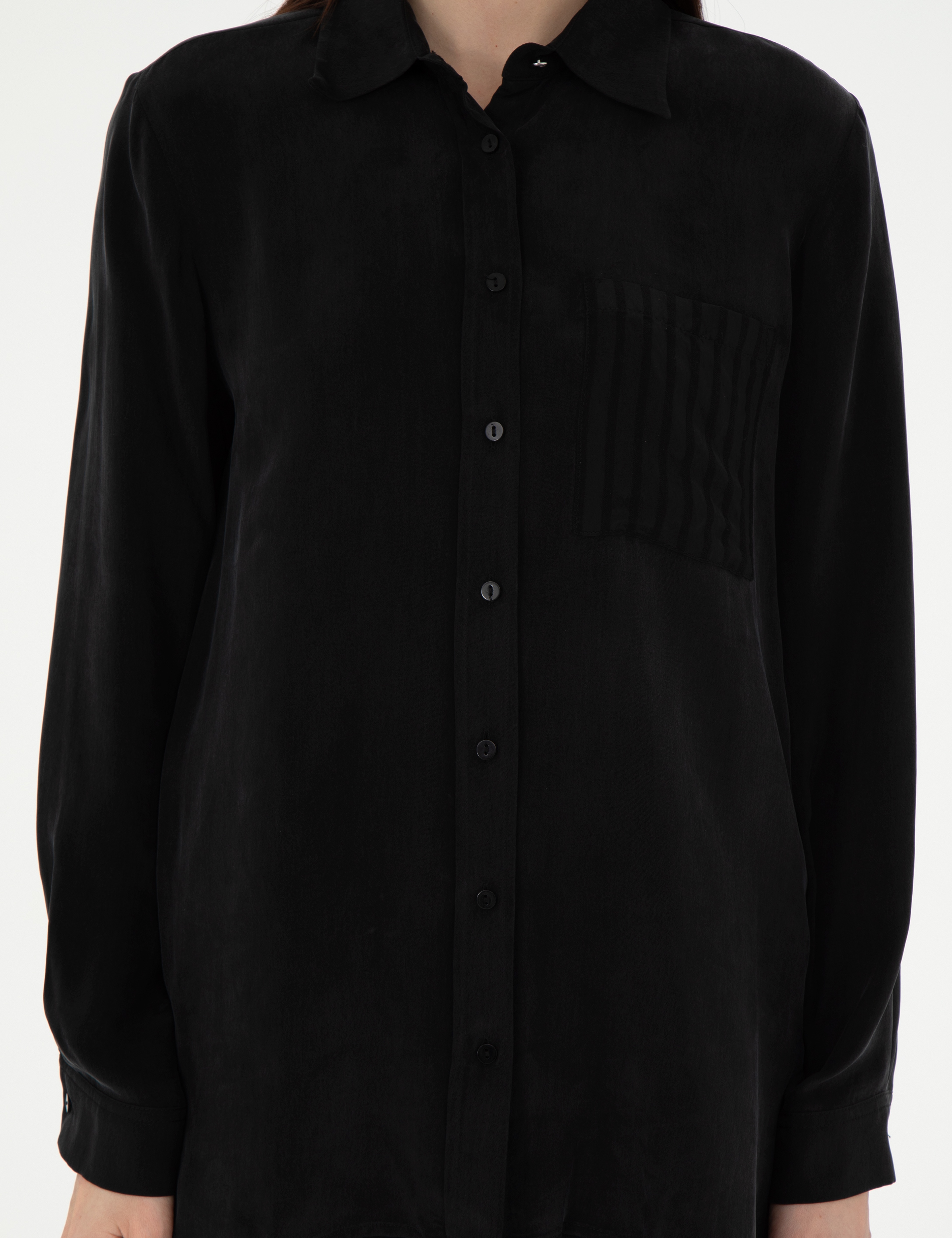 Siyah Comfort Fit Uzun Kollu Gömlek - Image 6