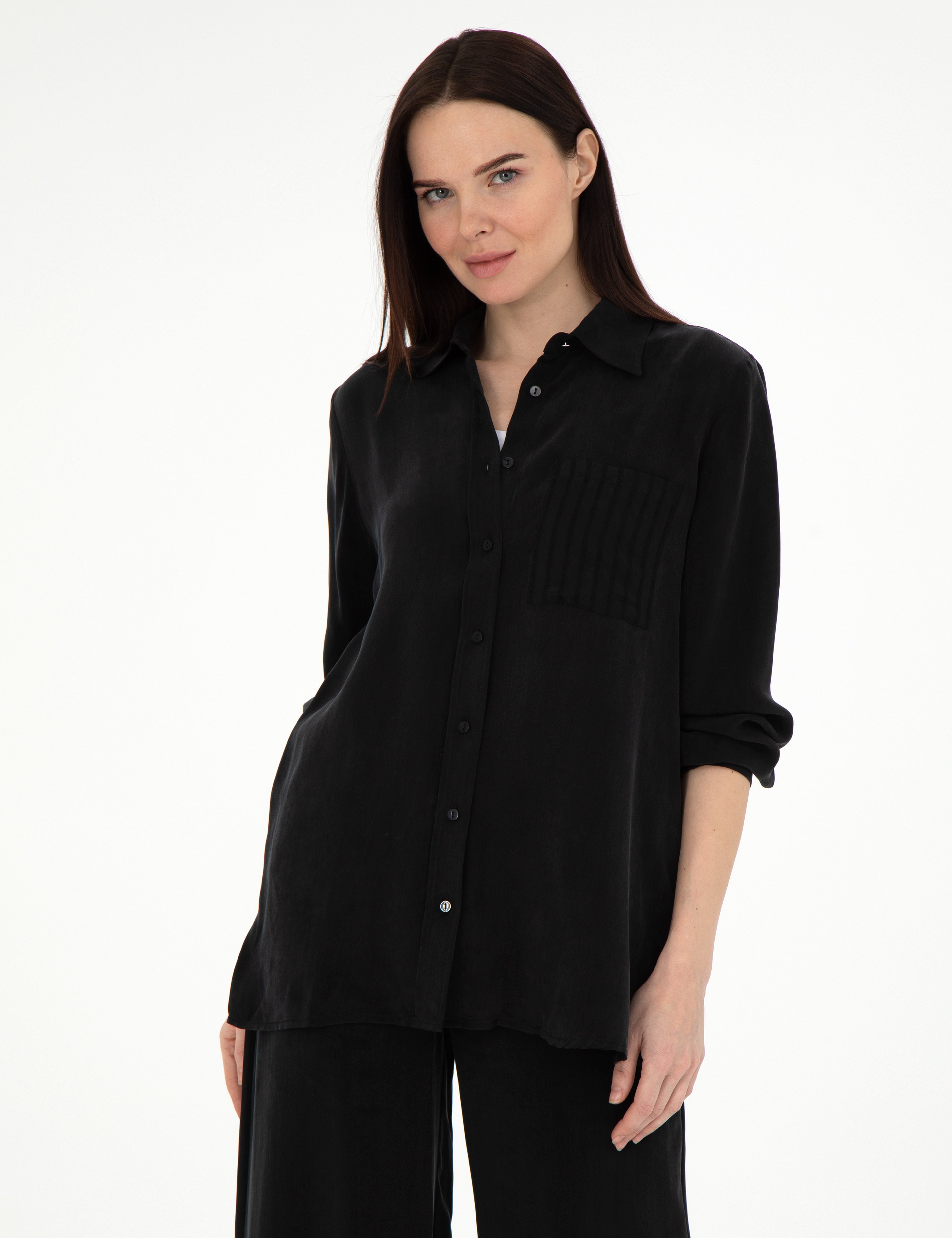 Siyah Comfort Fit Uzun Kollu Gömlek - Image 1