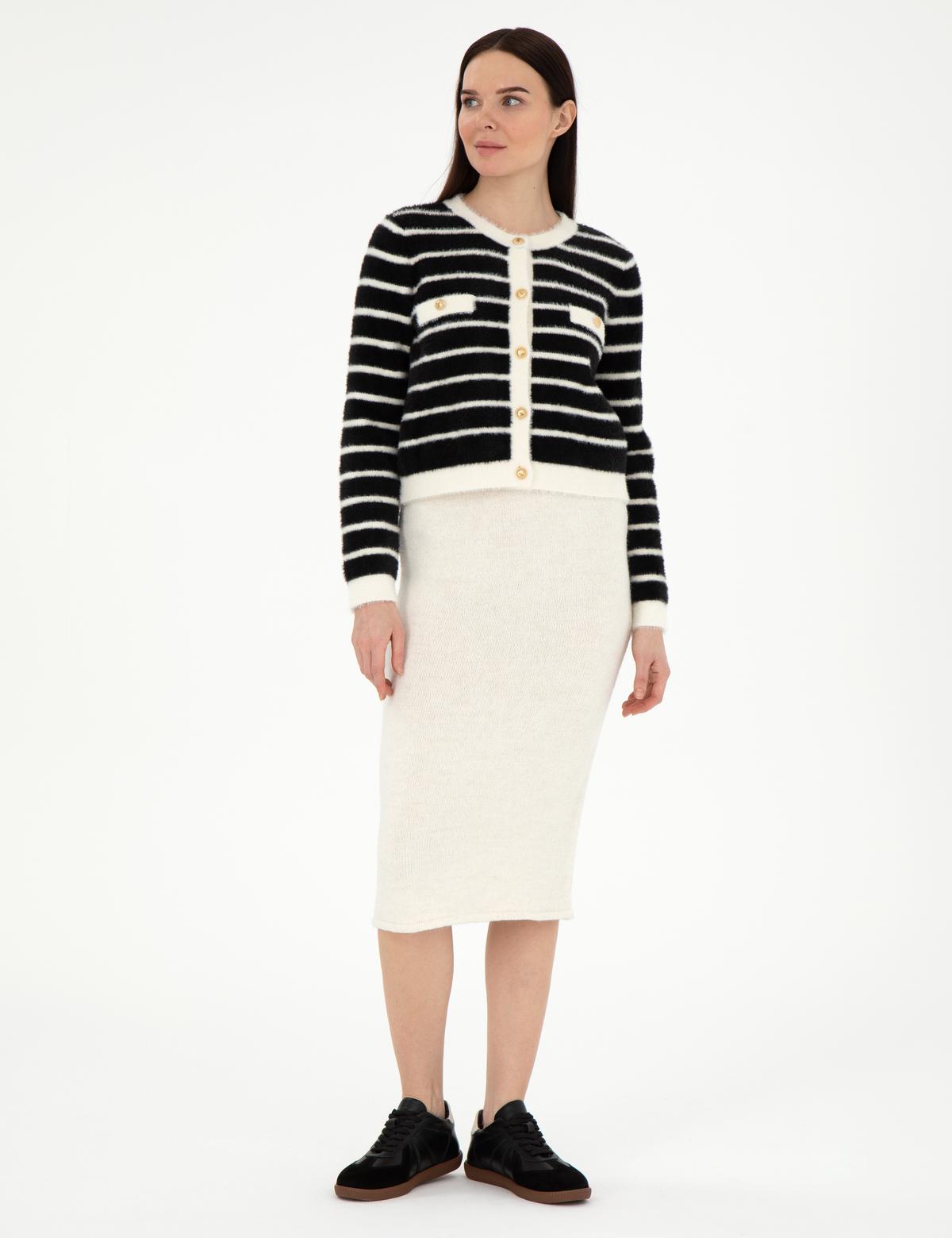 Ekru Loose Fit Triko Etek - 50296199003