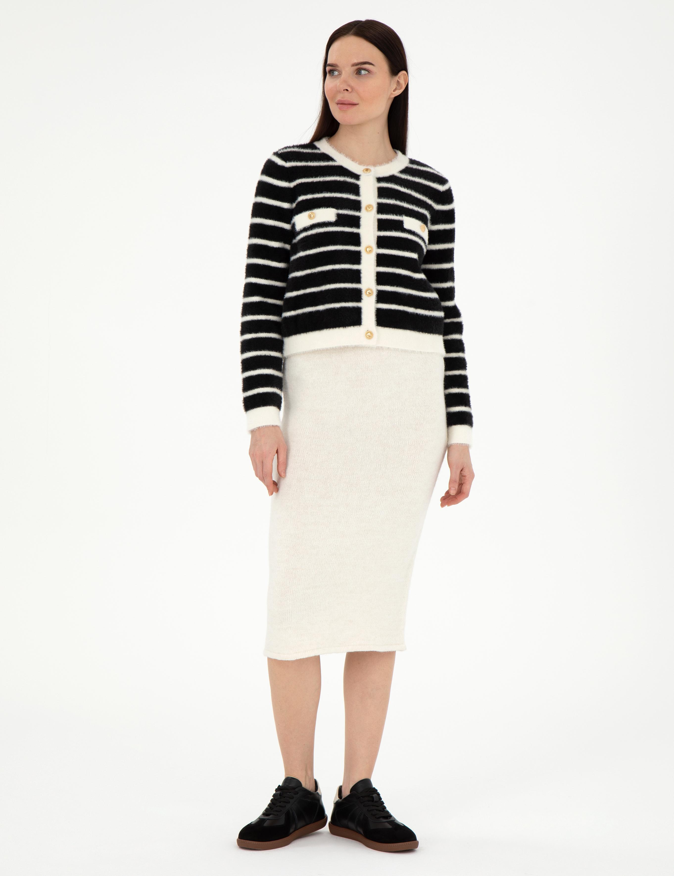 Ekru Loose Fit Triko Etek