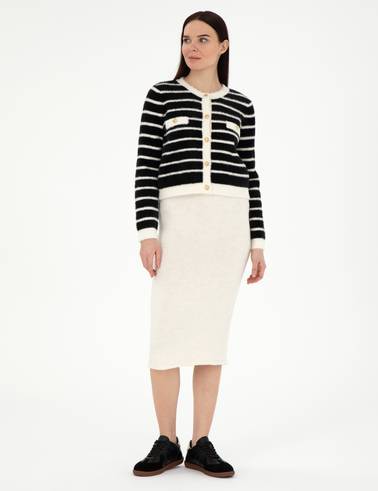 Ekru Loose Fit Triko Etek