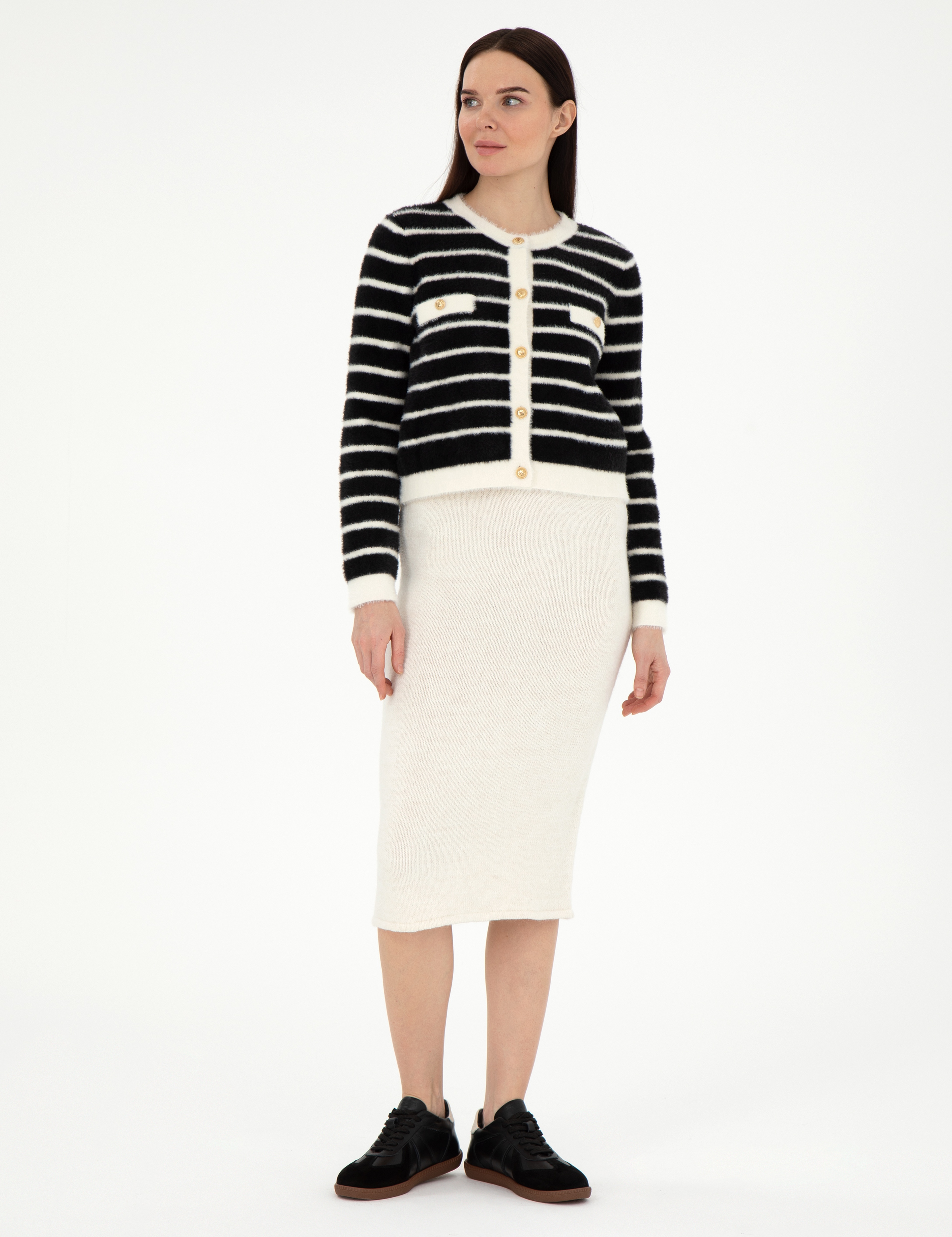 Ekru Loose Fit Triko Etek - Image 3