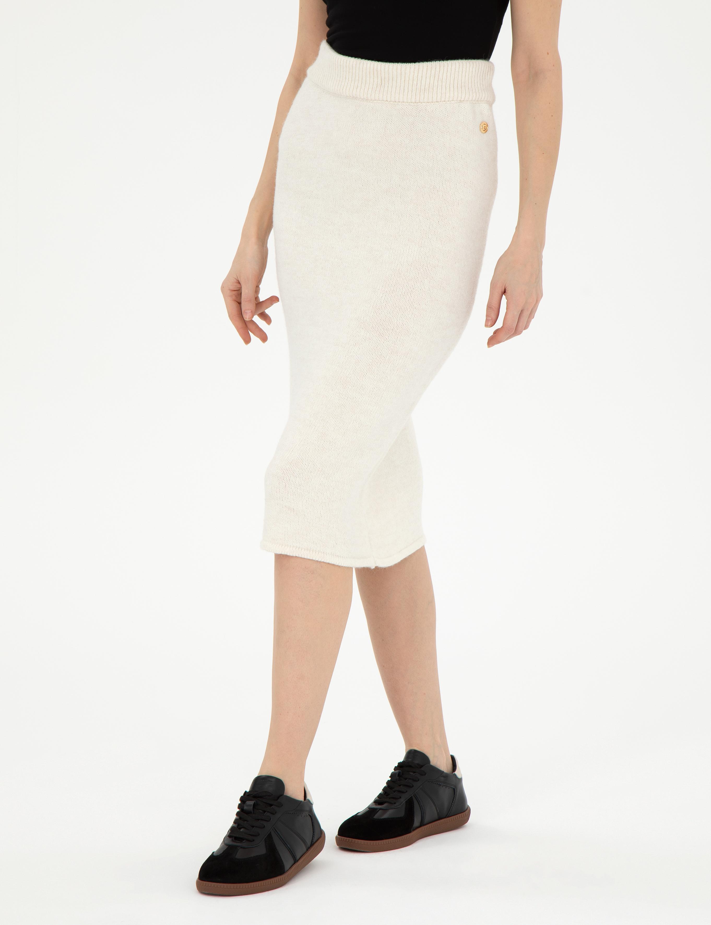 Ekru Loose Fit Triko Etek