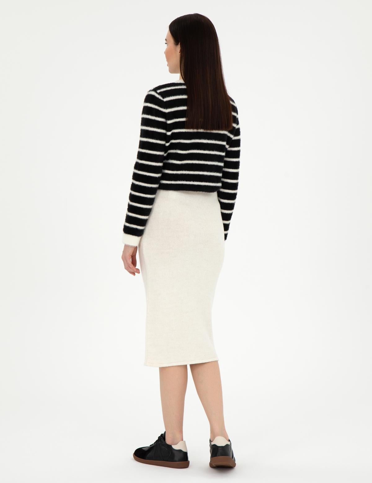 Ekru Loose Fit Triko Etek - 50296199003