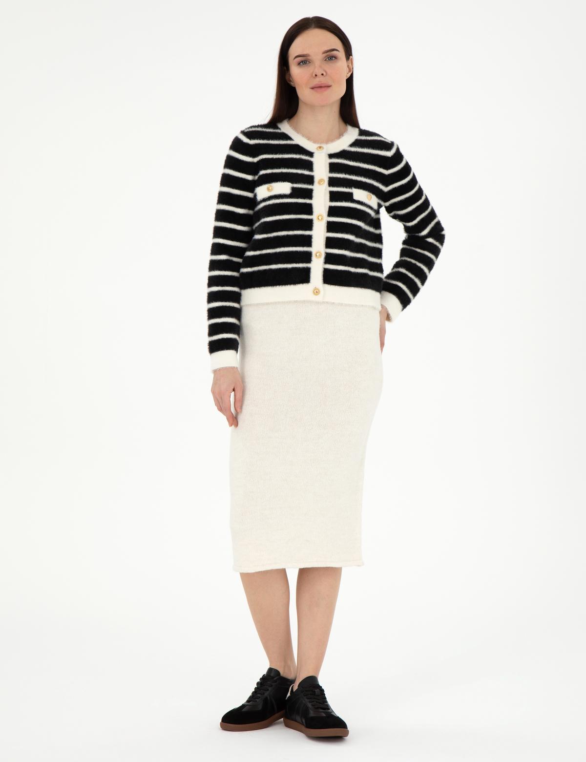 Ekru Loose Fit Triko Etek