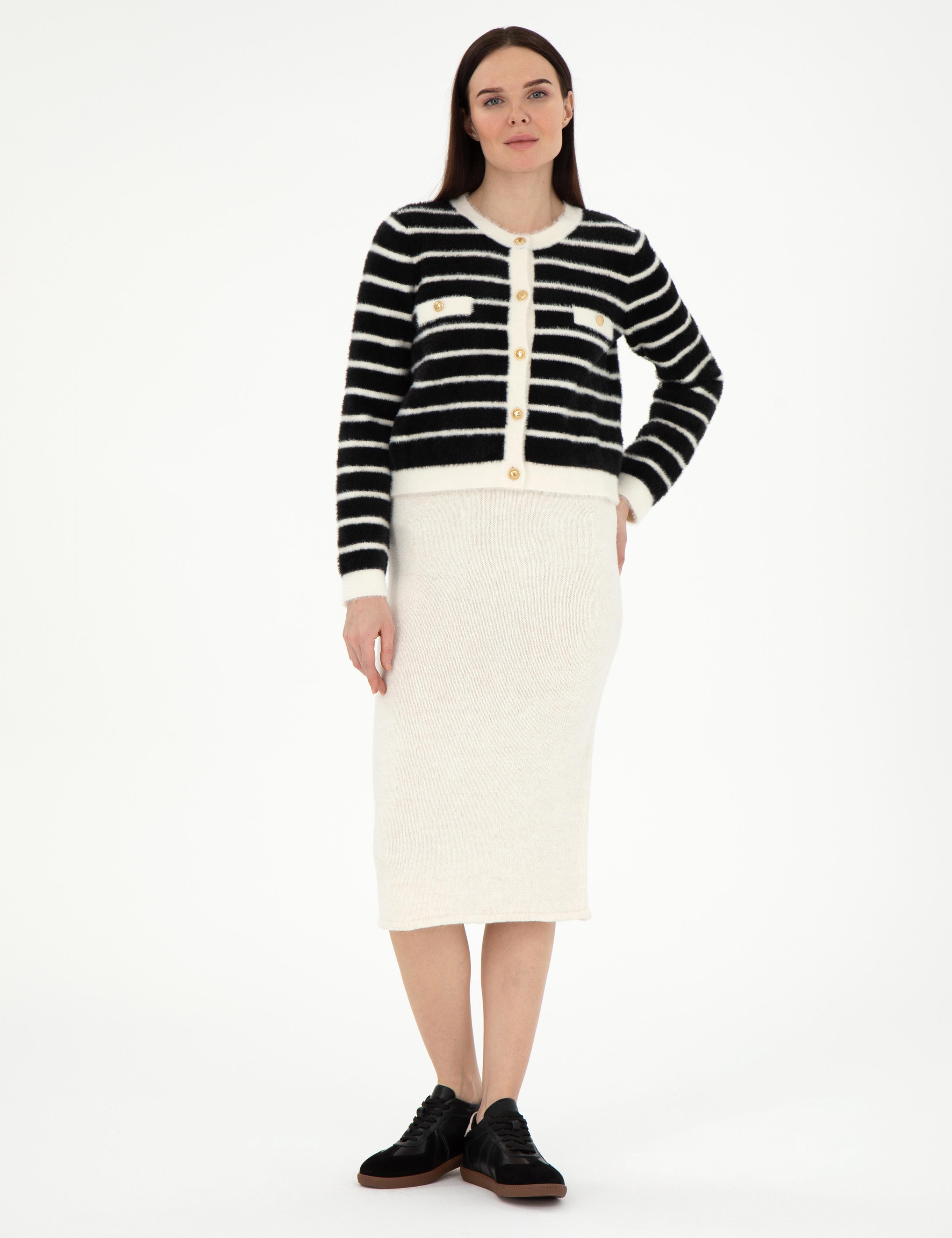 Ekru Loose Fit Triko Etek