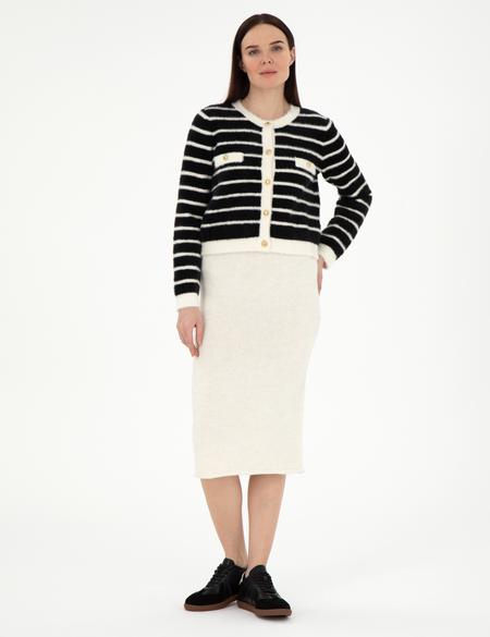 Ekru Loose Fit Triko Etek - 50296199003