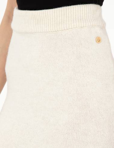 Ekru Loose Fit Triko Etek