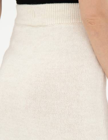 Ekru Loose Fit Triko Etek