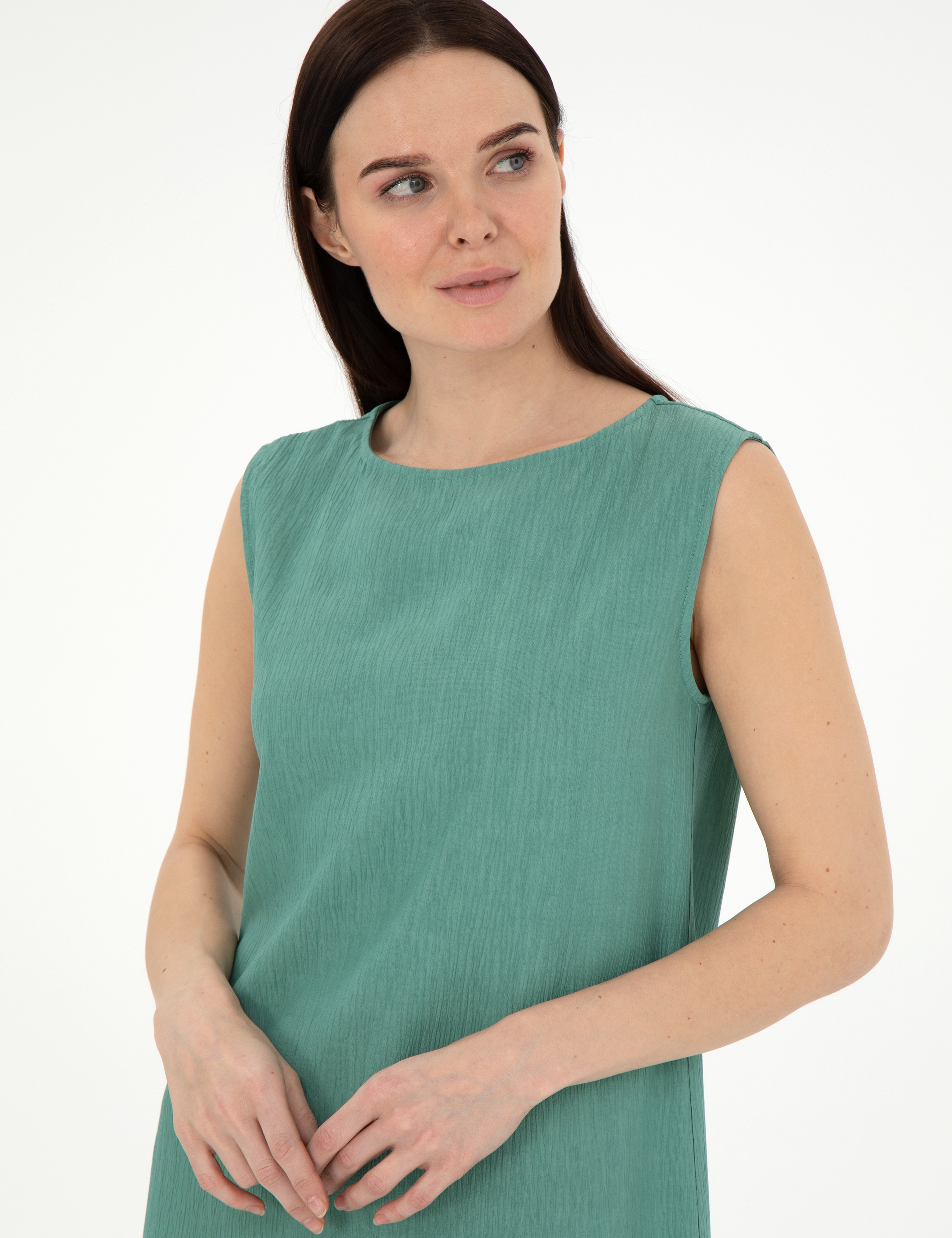 Yeşil Regular Fit Dokuma Elbise - Image 2