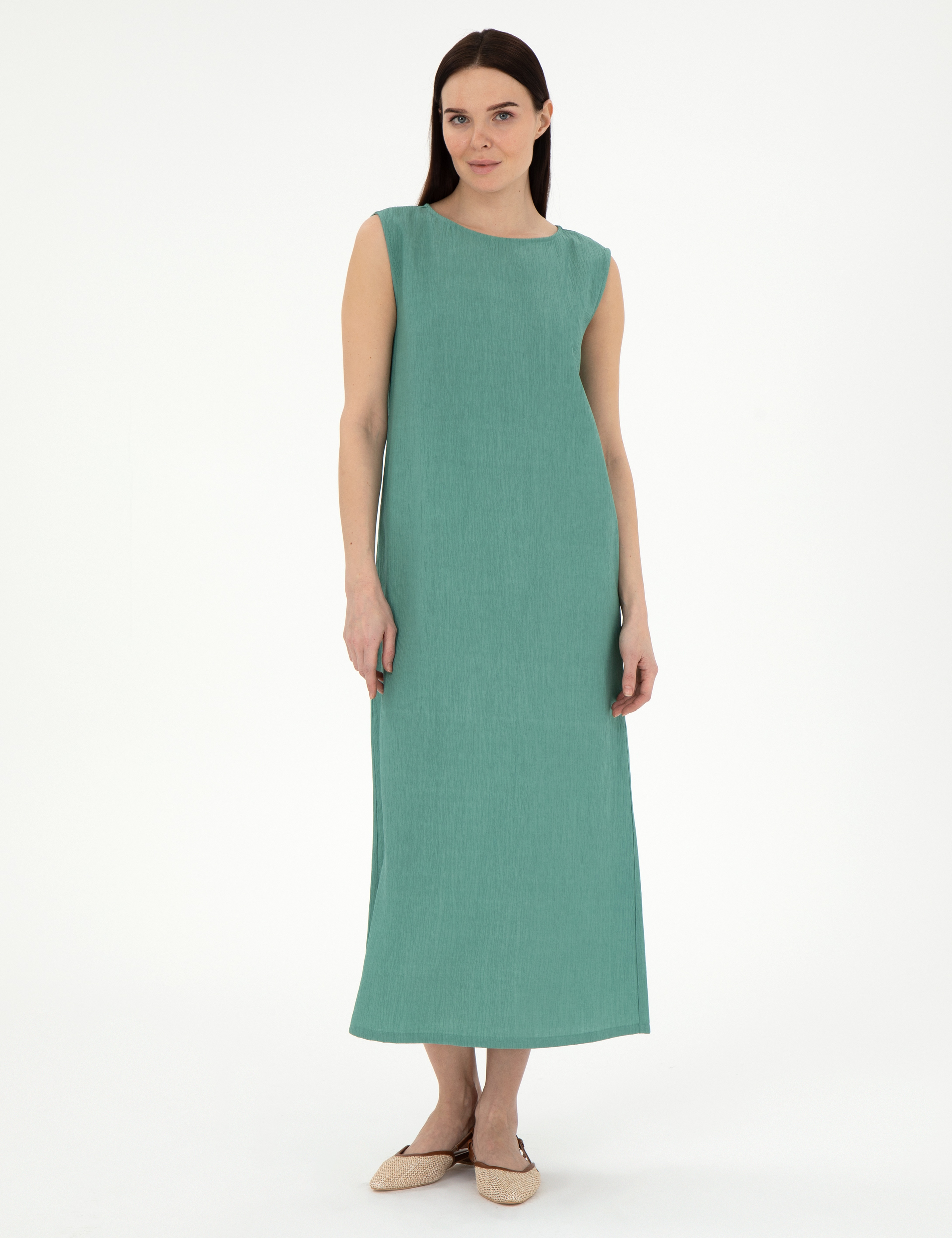 Yeşil Regular Fit Dokuma Elbise - Image 1