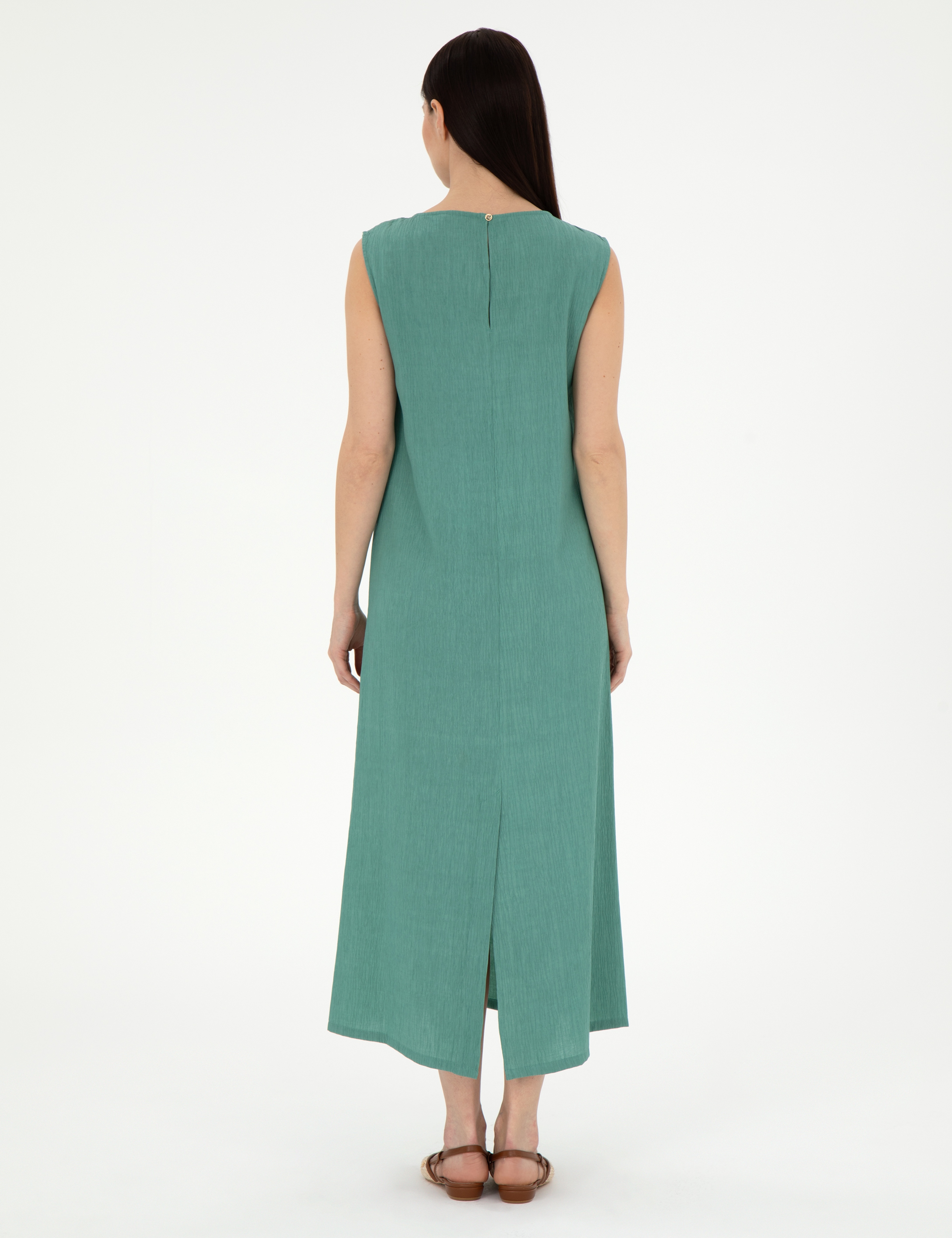 Yeşil Regular Fit Dokuma Elbise - Image 4