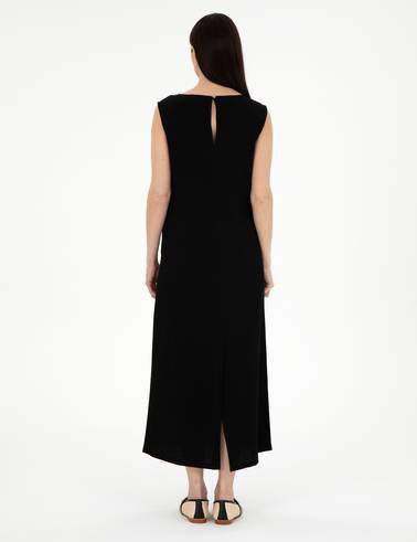 Siyah Regular Fit Dokuma Elbise