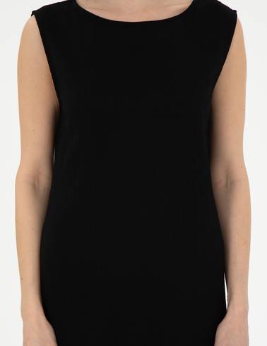 Siyah Regular Fit Dokuma Elbise