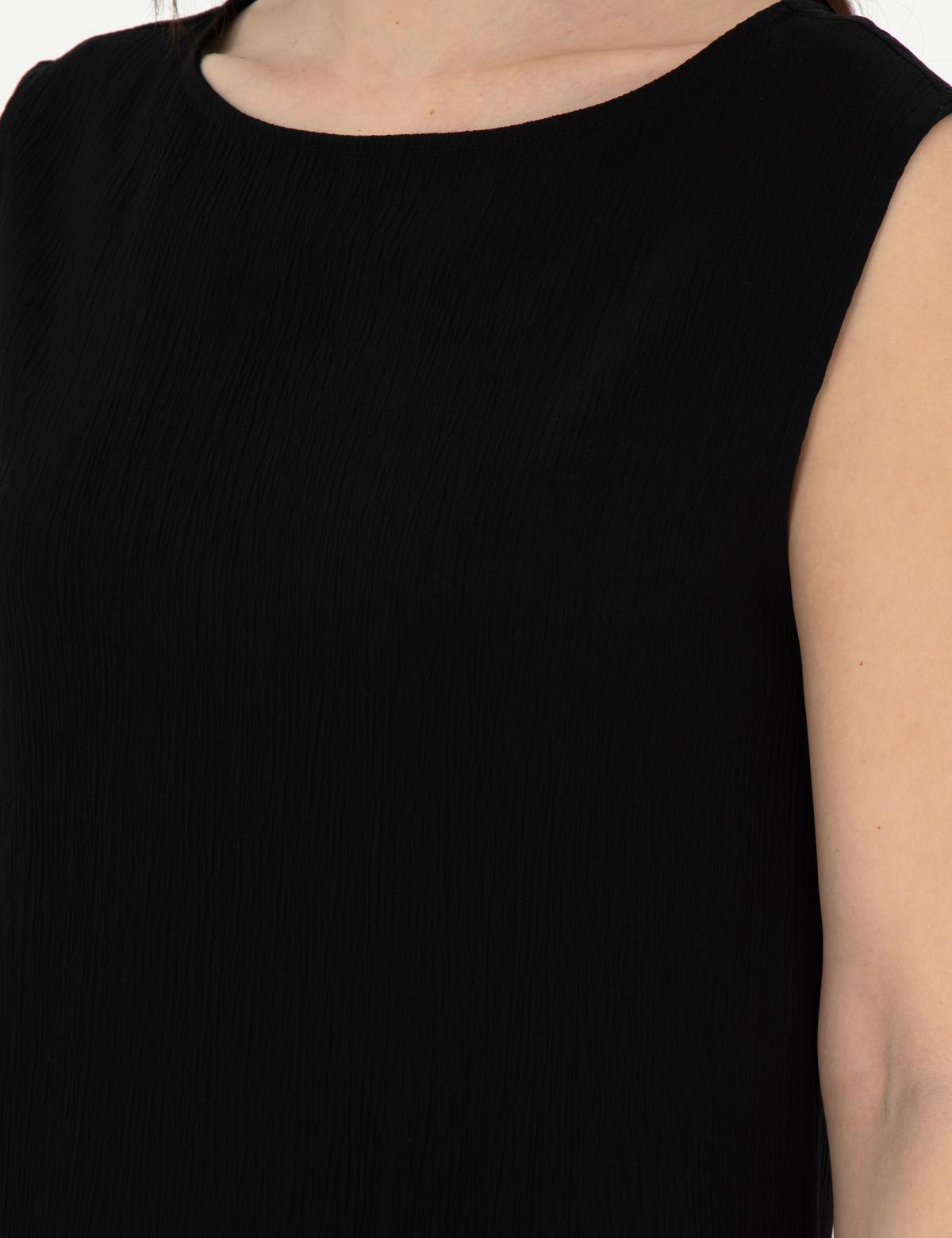 Siyah Regular Fit Dokuma Elbise - 50301066002