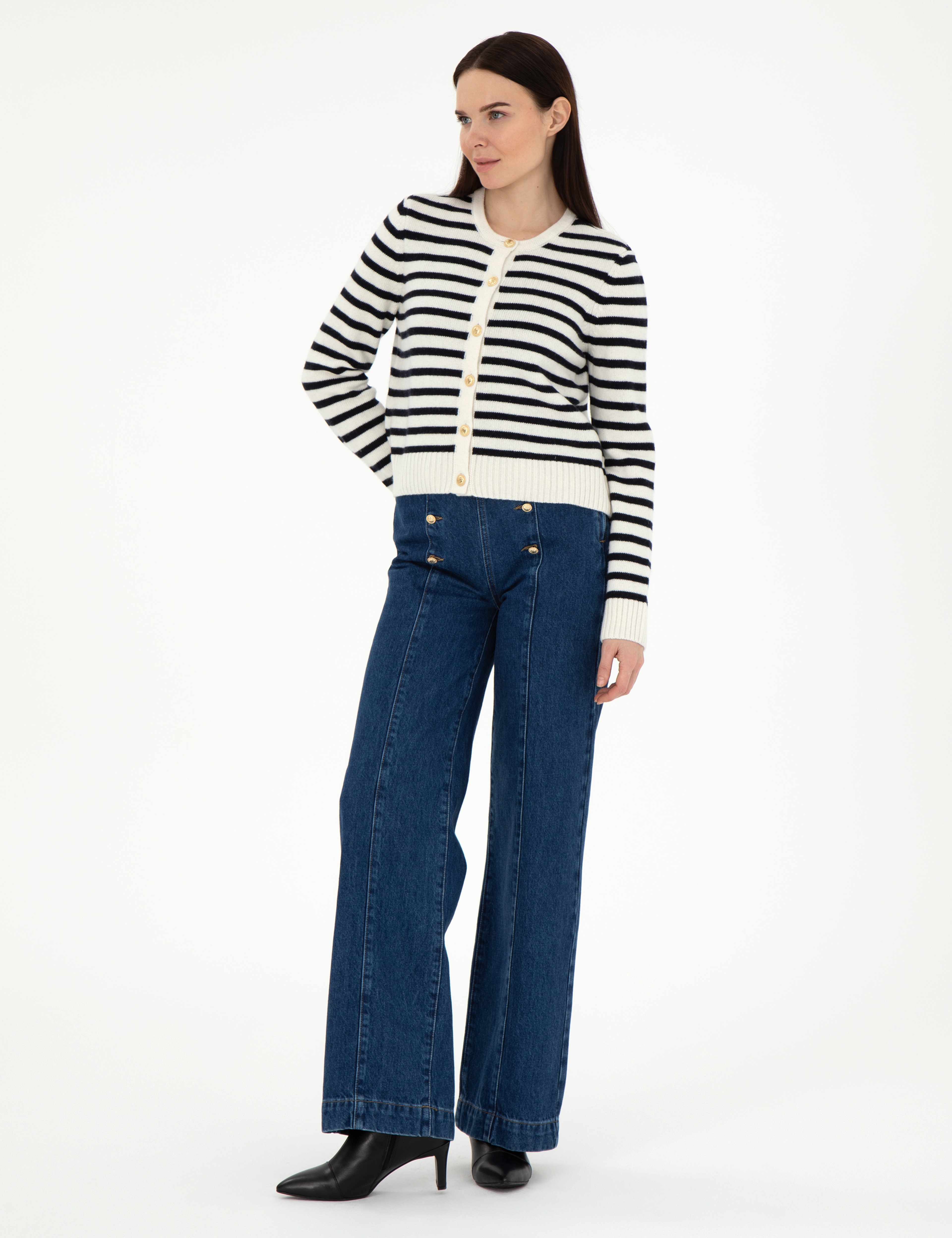 Koyu İndigo Flare Fit Jean Pantolon