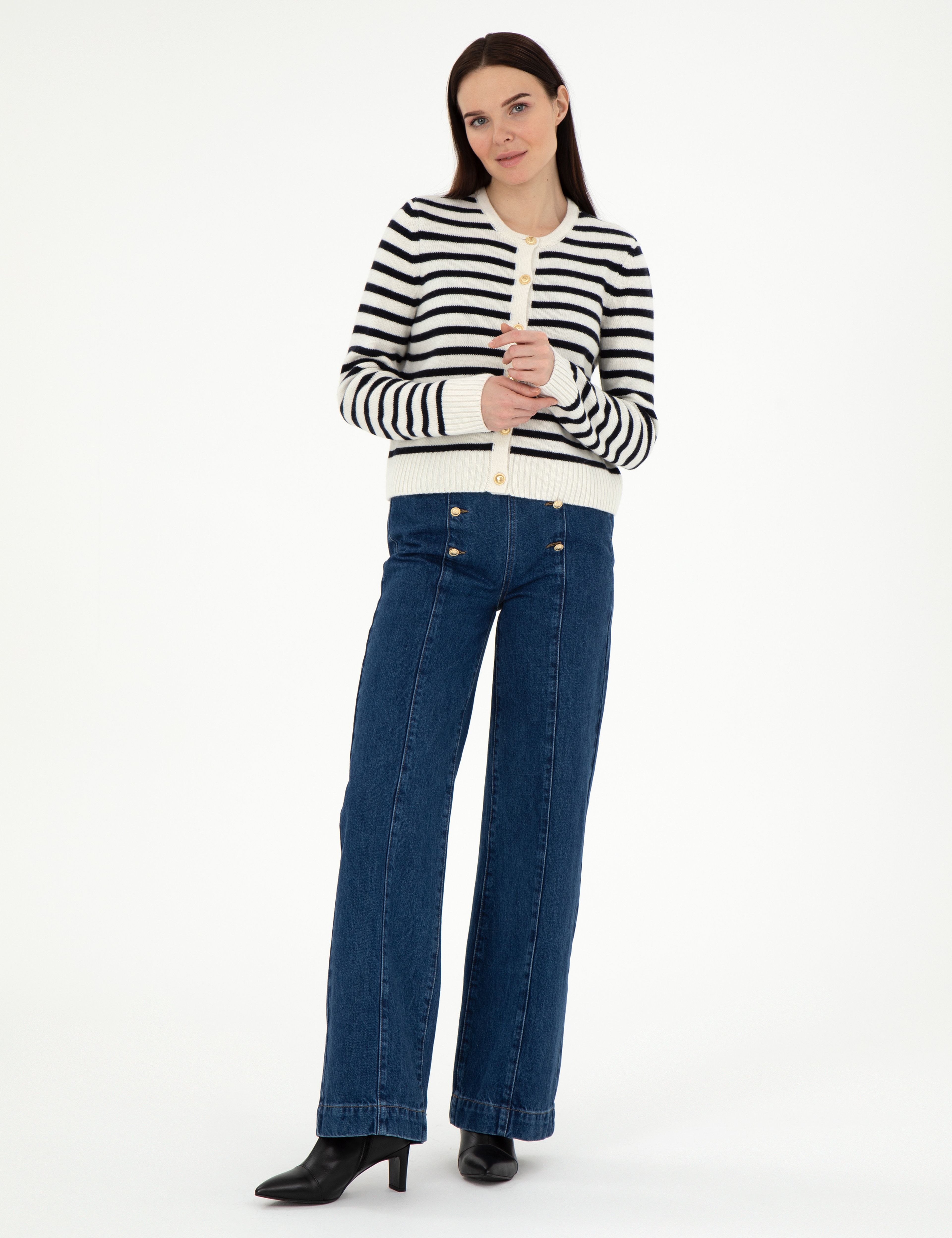 Koyu İndigo Flare Fit Jean Pantolon