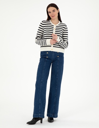 Koyu İndigo Flare Fit Jean Pantolon